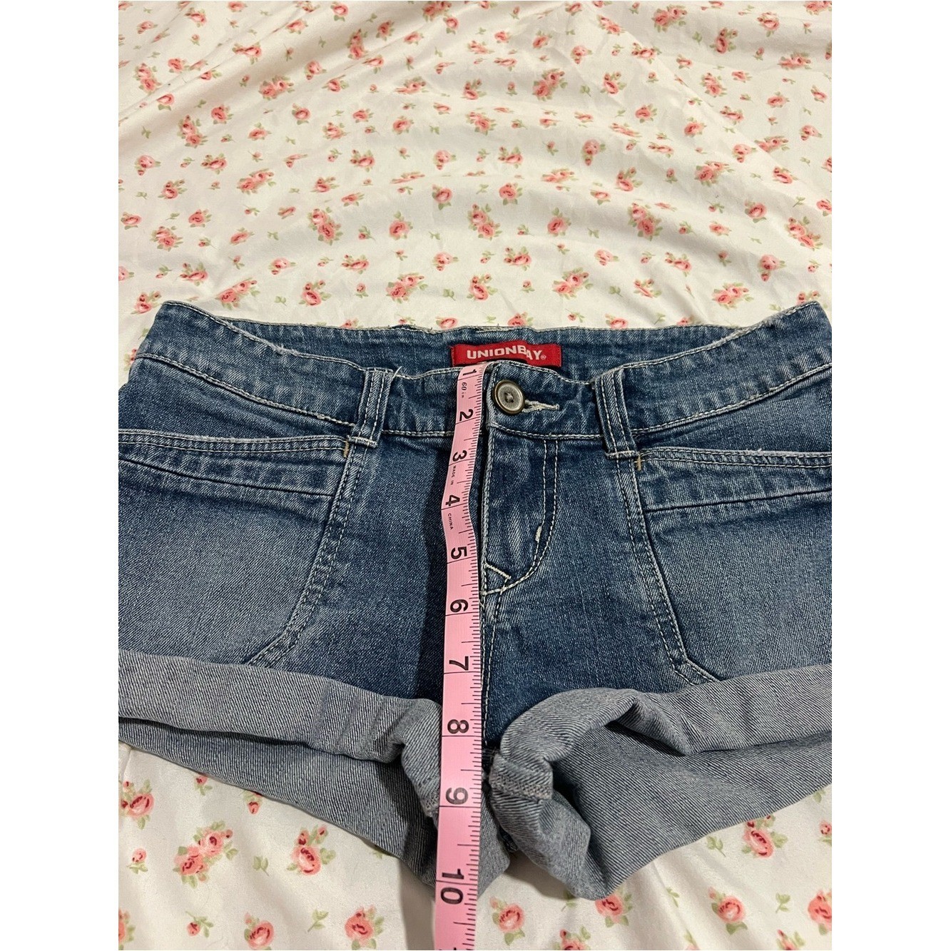 vintage union bay low rise butt pocket denim mini shorts