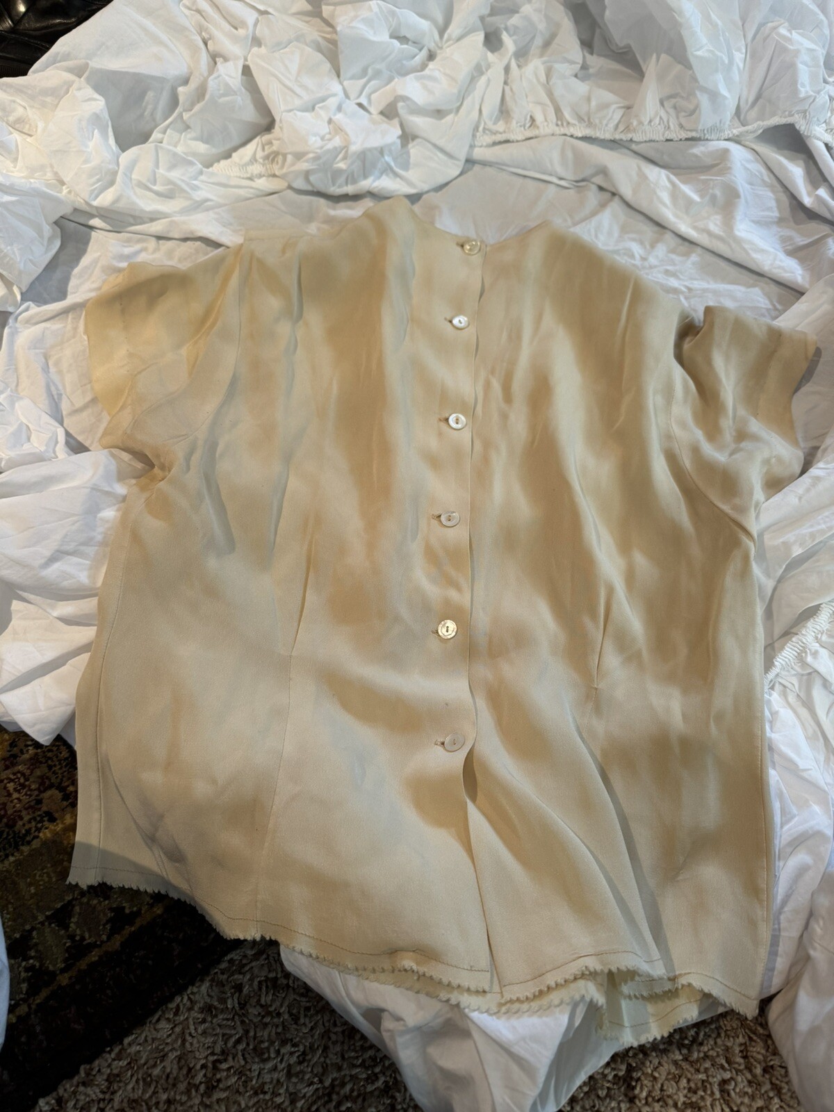 Vintage 1950s Dress Blouse Button back, Initials aMc, see description