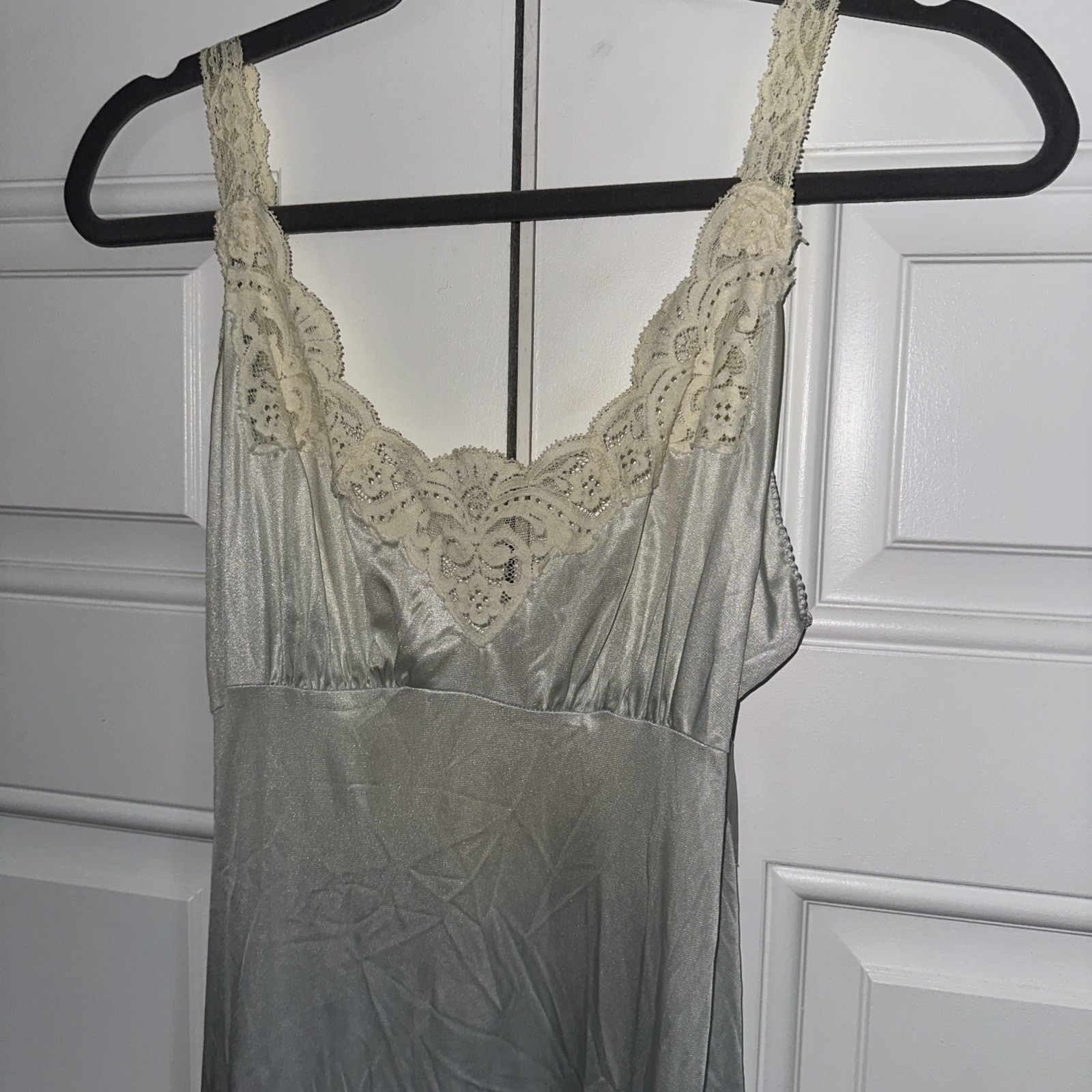 Vintage Miss Elaine Long Lt Blue Nightgown Peignoir Robe Set Petite Union USA
