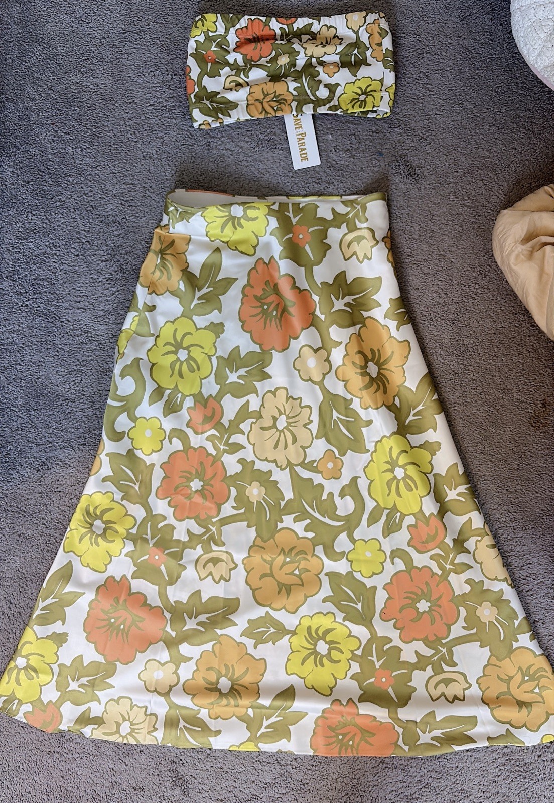 matching bandeau top/midi skirt, festival, 70’svintage inspired, limited edition