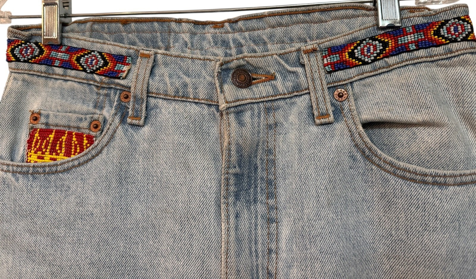 Vintage 1990’s Buzz 18 Beaded Levi’s 505 Jeans Women’s Embellished Upcycled 6 S