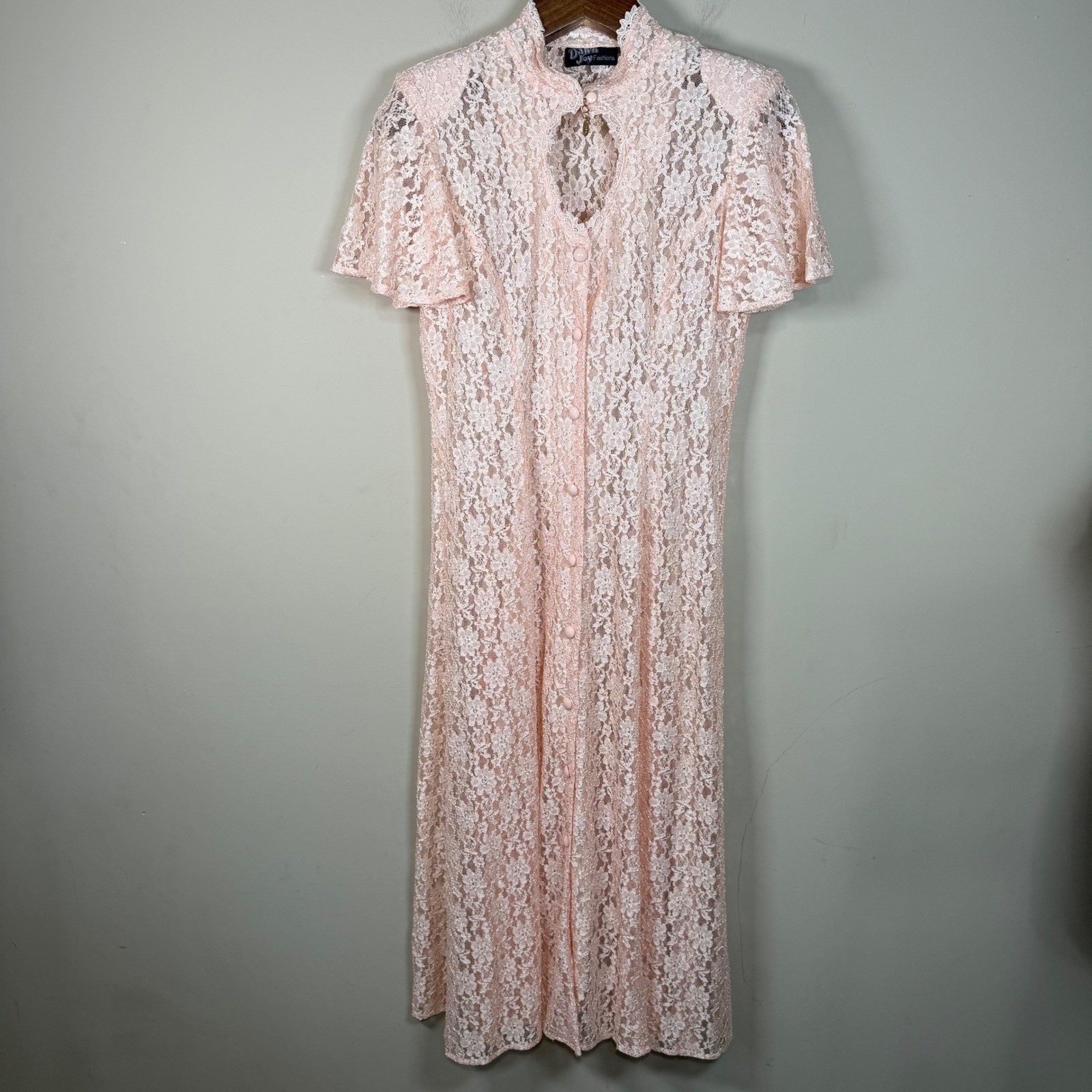 Dawn Joy Fashion Vintage Full Lace Non-Line Button Down Dress READ