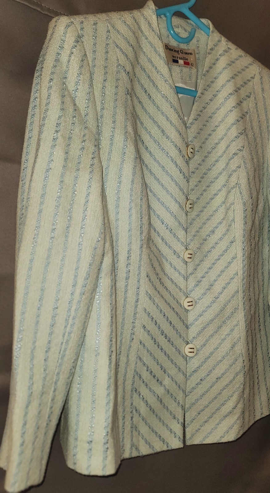 Vintage Dancing Queen Versalle Blue Striped Teal Blazer New With Tags Sz 42EU
