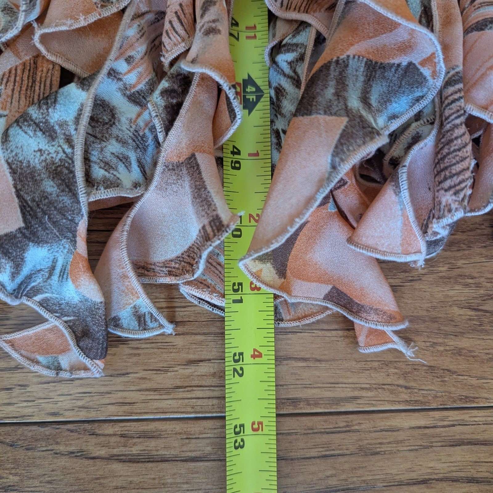 Vtg Chiffon Tropical Leopard Ruffle Midi Dress Asymmetrical Hem Sz 14 Cocktail