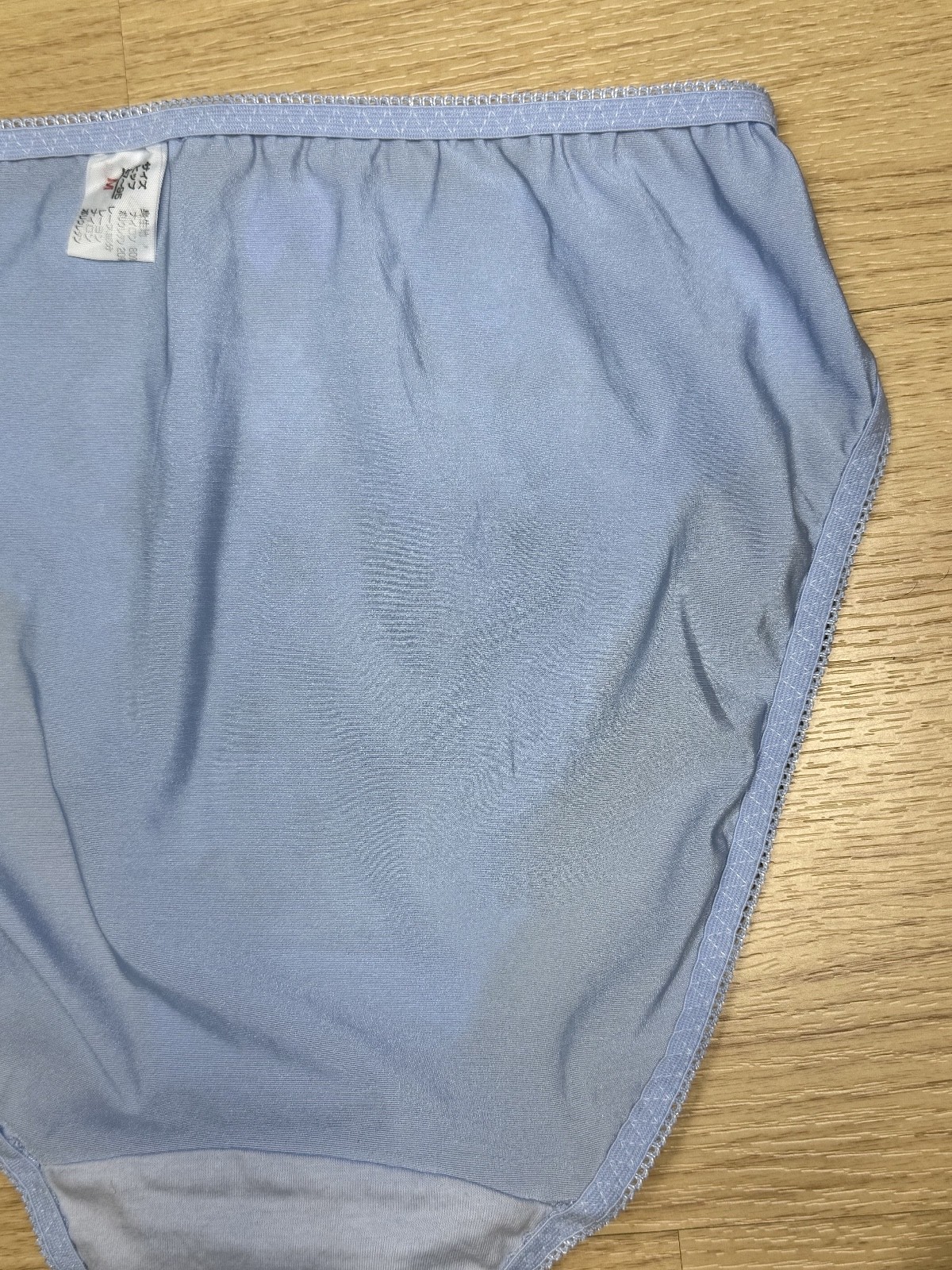 Vintage Powder Blue Nylon Panties High Waist Sissy Bikini Silky Lace Brief Sz.5