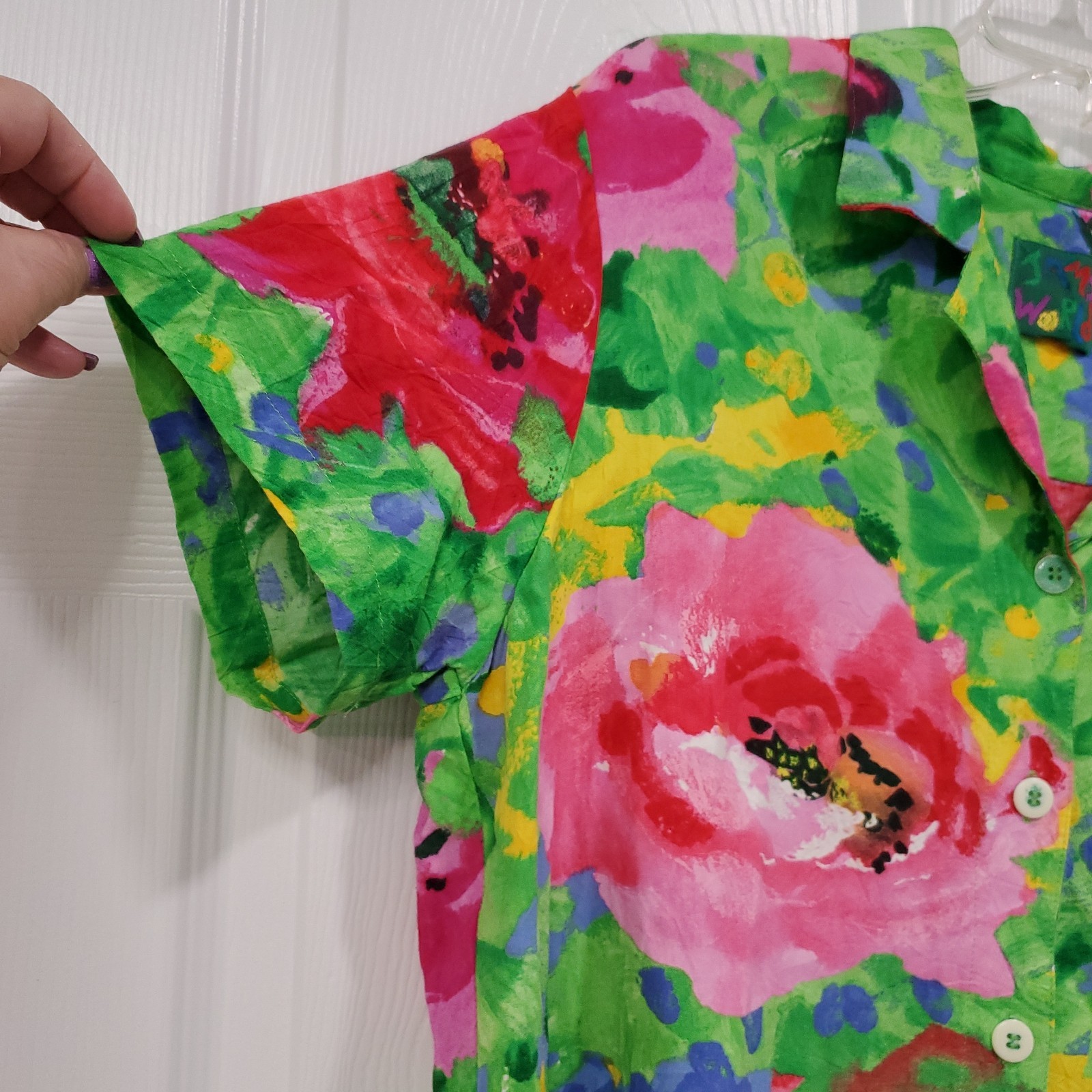 Vintage Jams World Womens Hawaiian Button-up Shirt Size Medium Floral Collectors