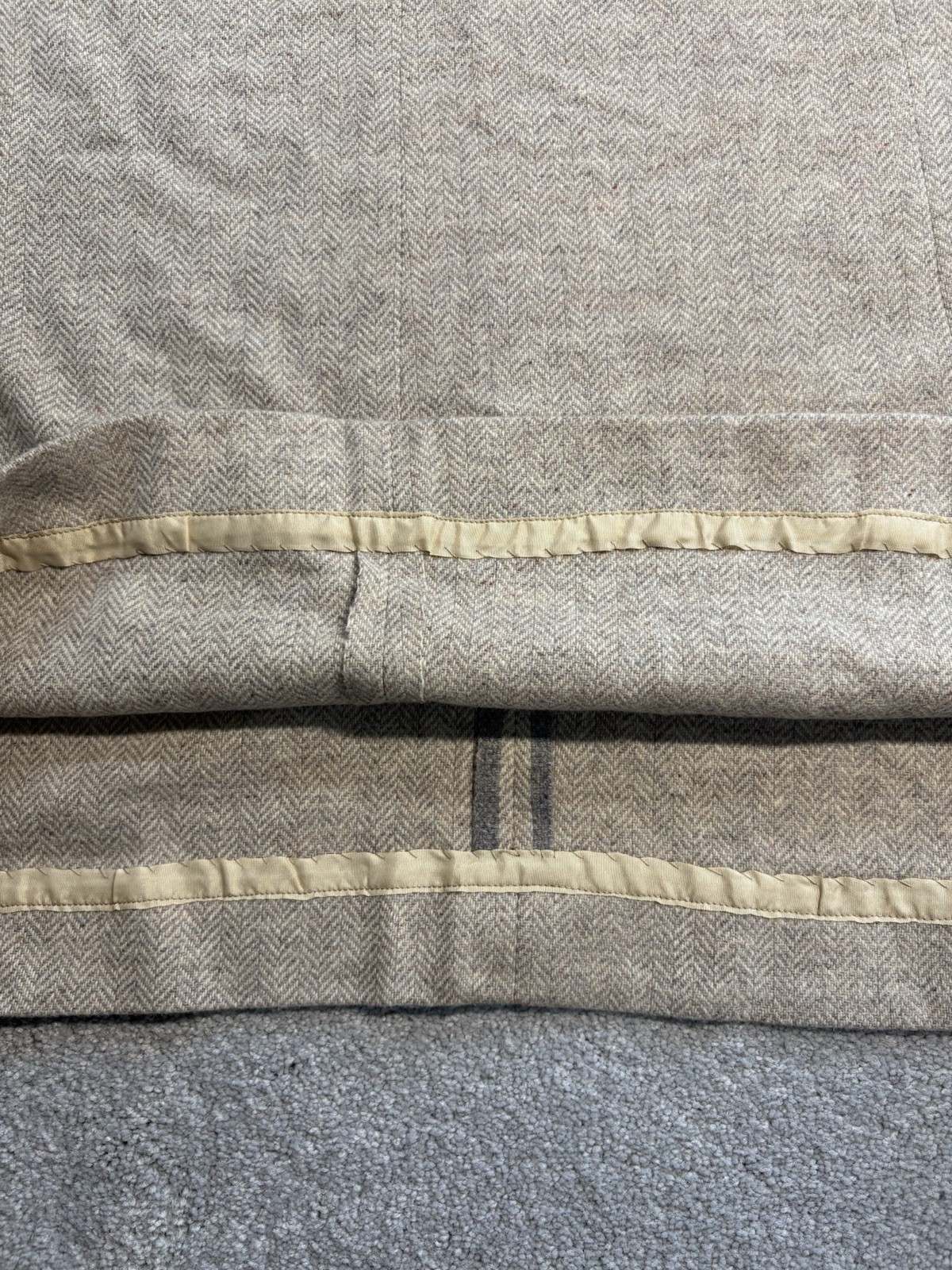 1950s Wool Shift Dress Herringbone Handmade Collared Short Sleeve Women’s L/ XL