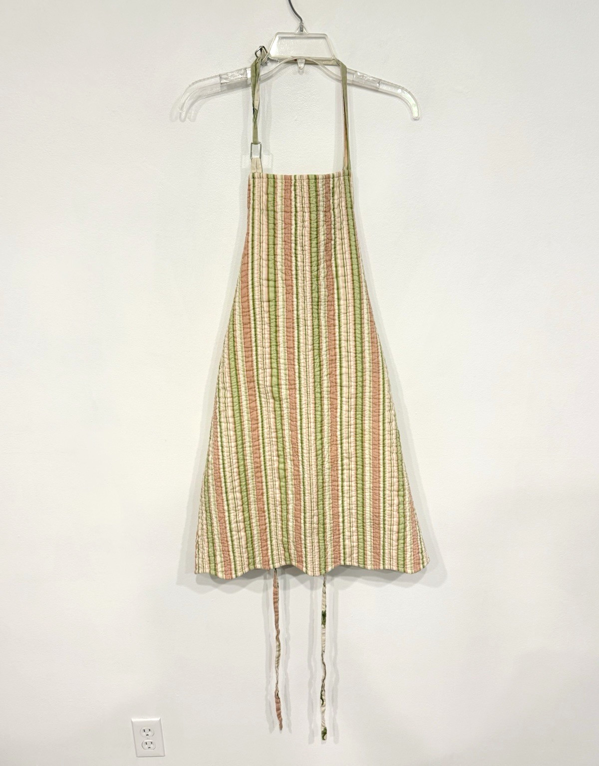 Vintage Unbranded Apron Double Sided Pinafore Smock Pinny Seersucker Texture