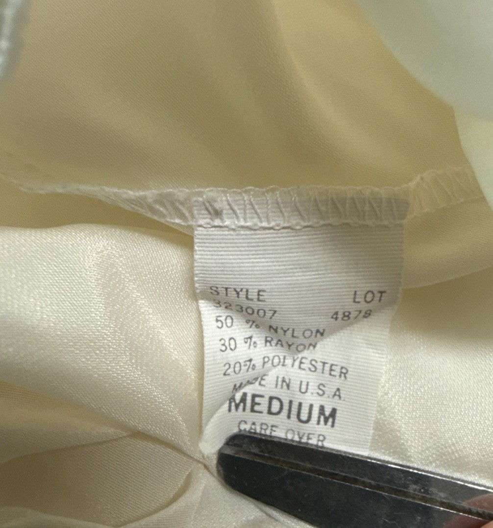 Christian Dior Vintage Cream Ivory Half Slip Lace Hem Med USA Made Nylon Blend