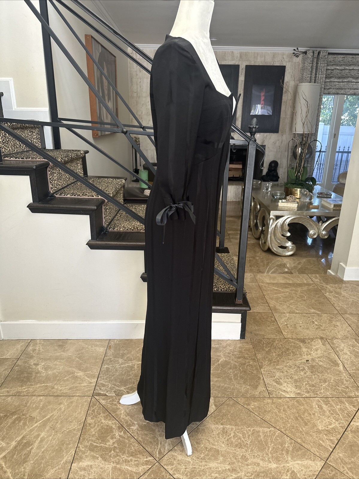 Sergio Girombelli Byblos Founder VTG Y2K Black Silk Crepe Satin Empire Gown 4