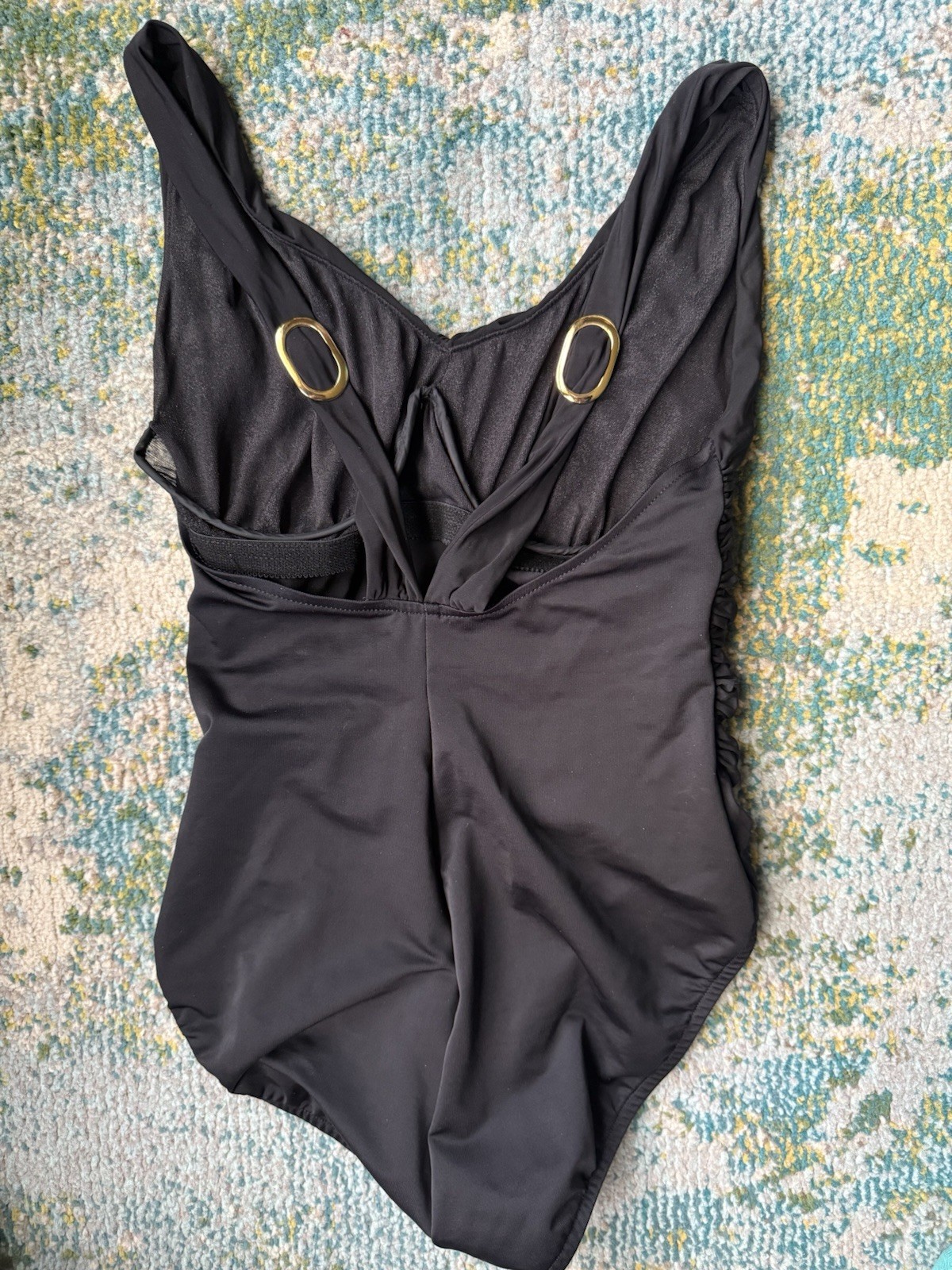 Vintage 90s Miraclesuit gathered deep v slimming one piece swimsuit, size 12
