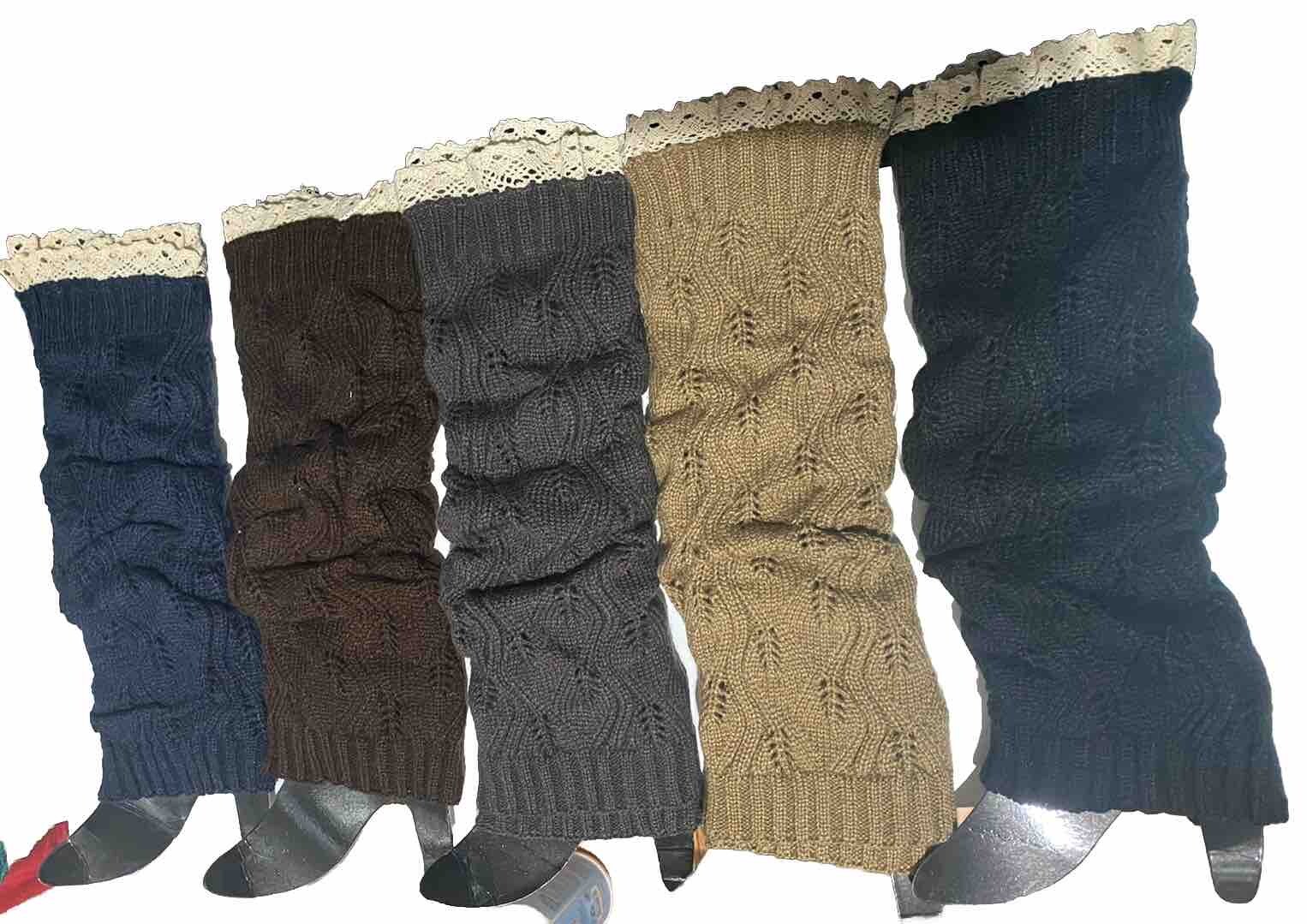 Textured Leg Warmers Ribbed Cable Knit Various Colors One Size