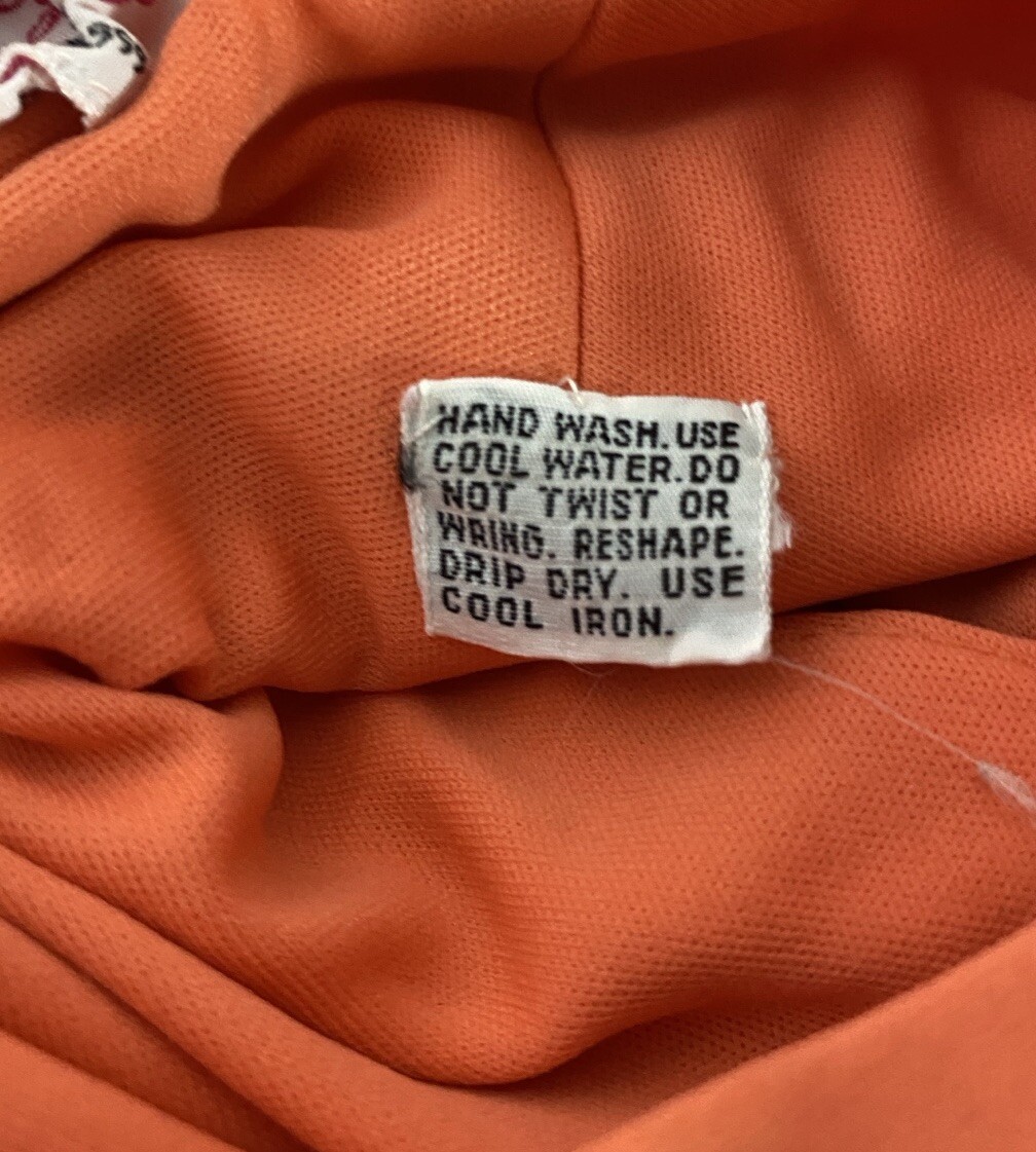 Anne Fogarty 1970s Orange Peek A Boo V-Neck Sleeveless Dress Size 12