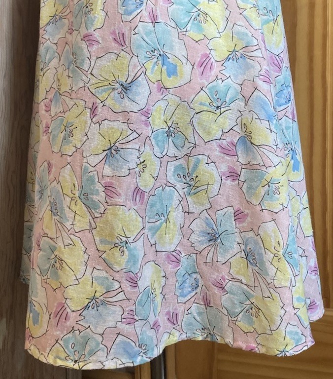70s Vintage Handmade High Waisted Wrap Skirt S/M Linen Cotton Pastels Floral EUC