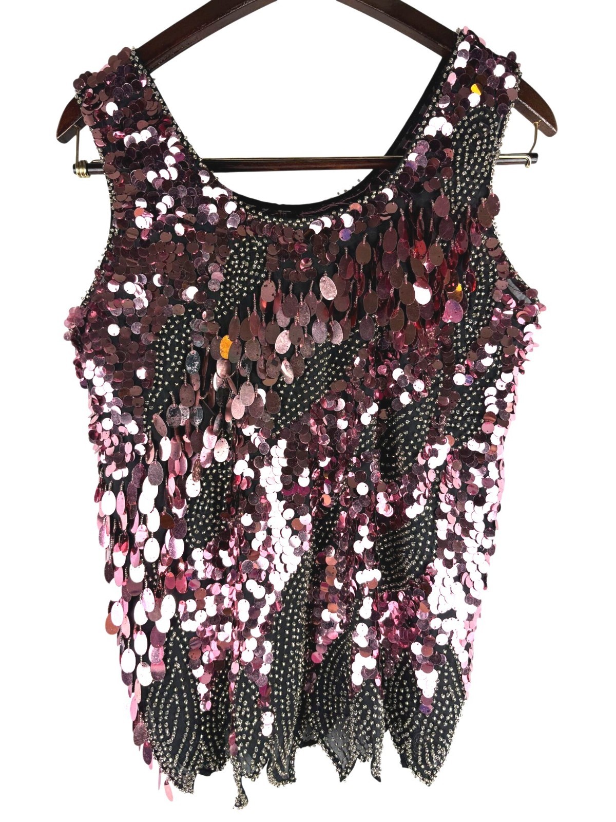 VTG Isabelle Hand Made Pink Sequin Sleeveless Top Artisan Crafted Women&rsquo;s Small
