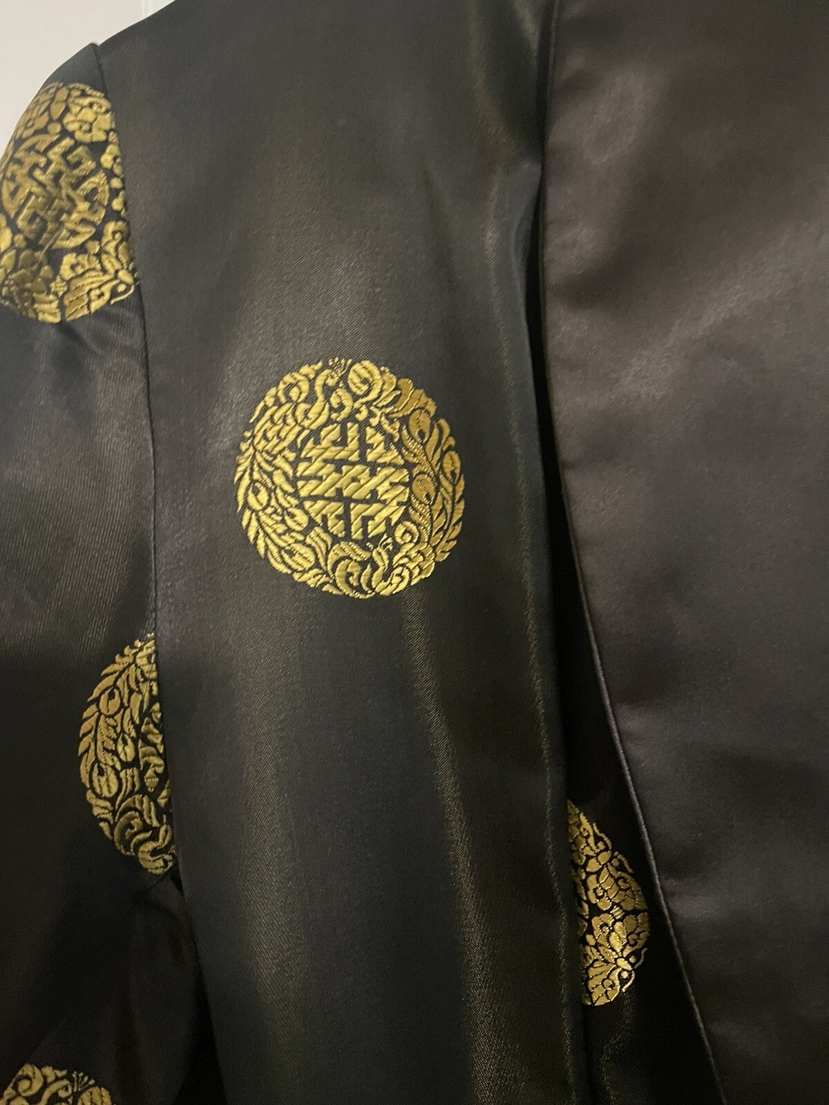 Authentic Vintage Chinese Robe Solz Squirrel Black/Gold Made in China Size 46