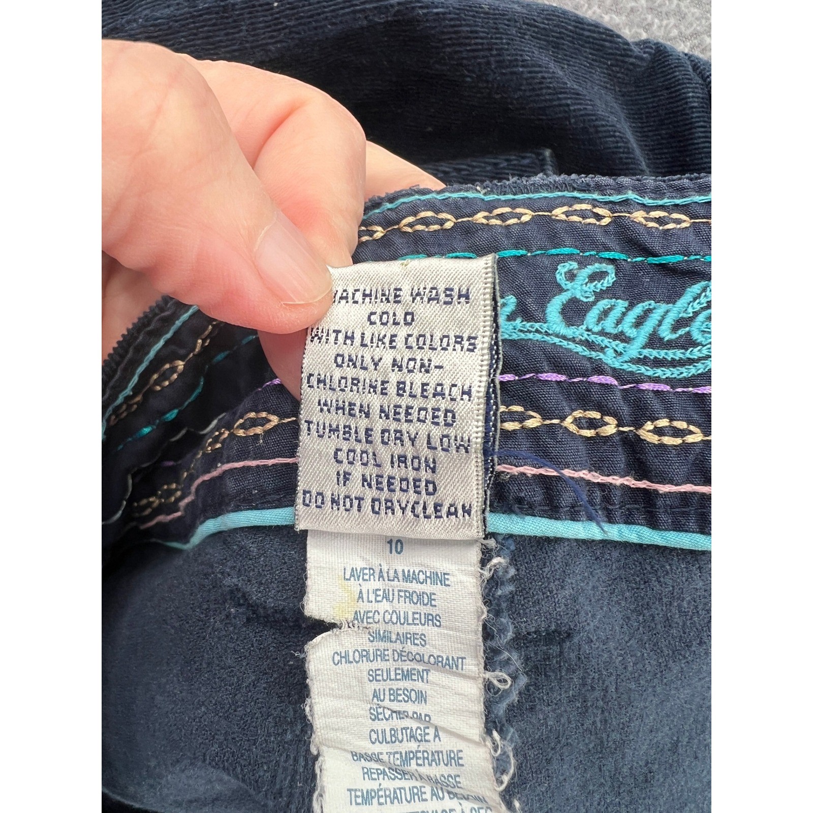 VTG American Eagle Pants Navy Blue Corduroy Wide Leg Button Fly Low Rise