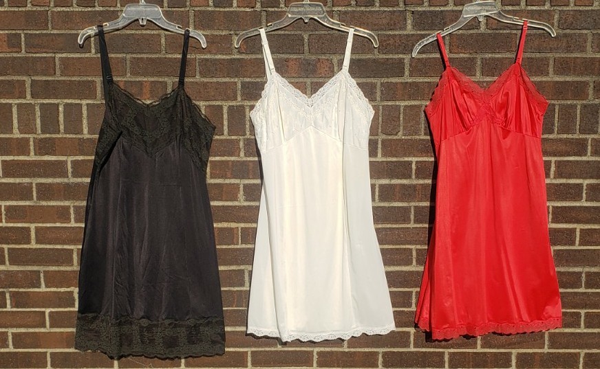 Lot of Three Vintage Slips Size 38 Carol Brent Wondermaid Sears Red Black White
