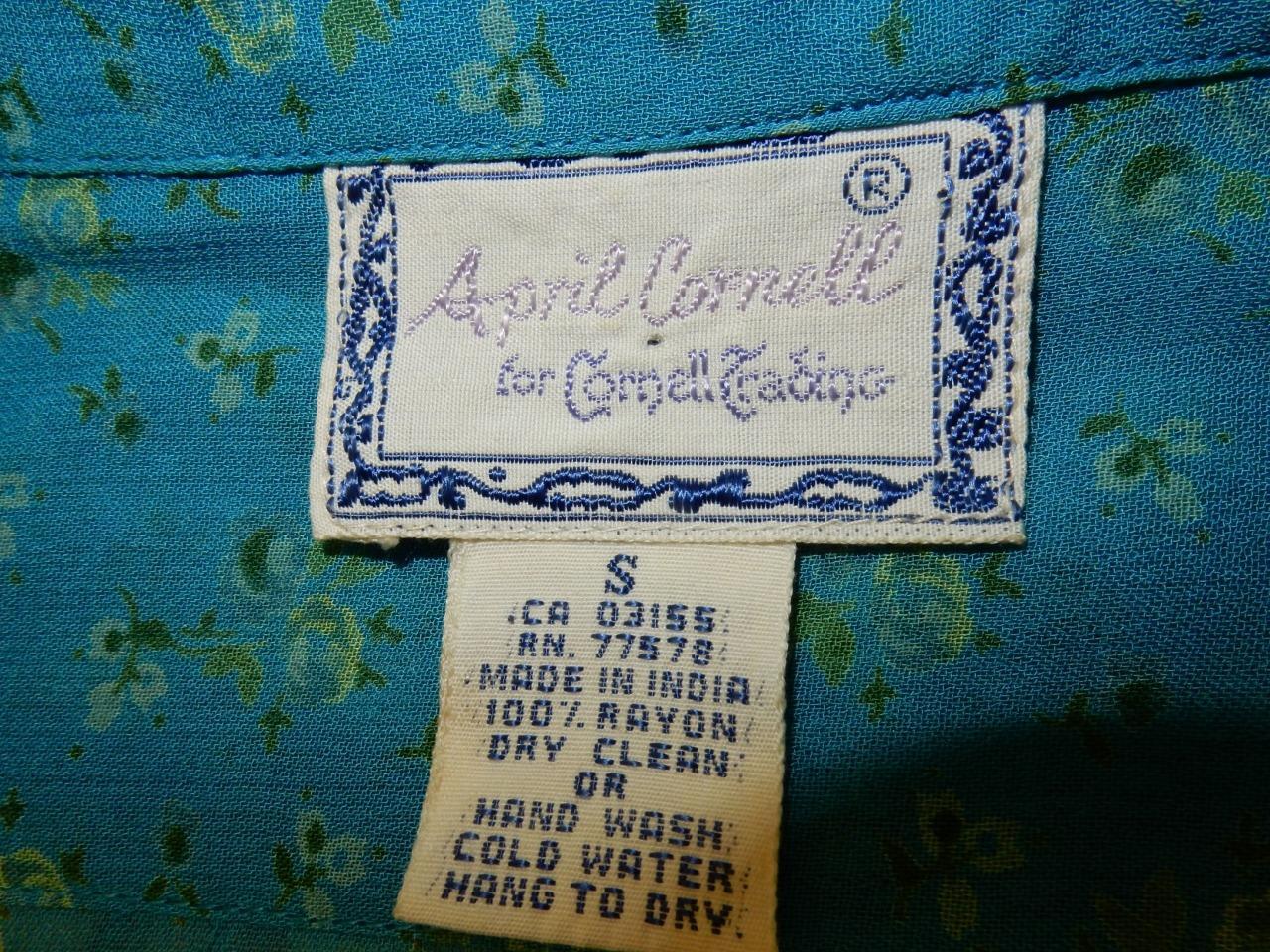 APRIL CORNELL FOR CORNELL TRADING BLUE FLORAL PRINT DRESS & SHIRT JACKET 32&Prime; W