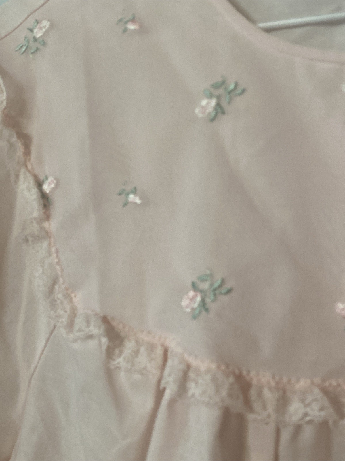 Vintage Sears 2pc Pajama Set Pink Embroidered 38 M/L