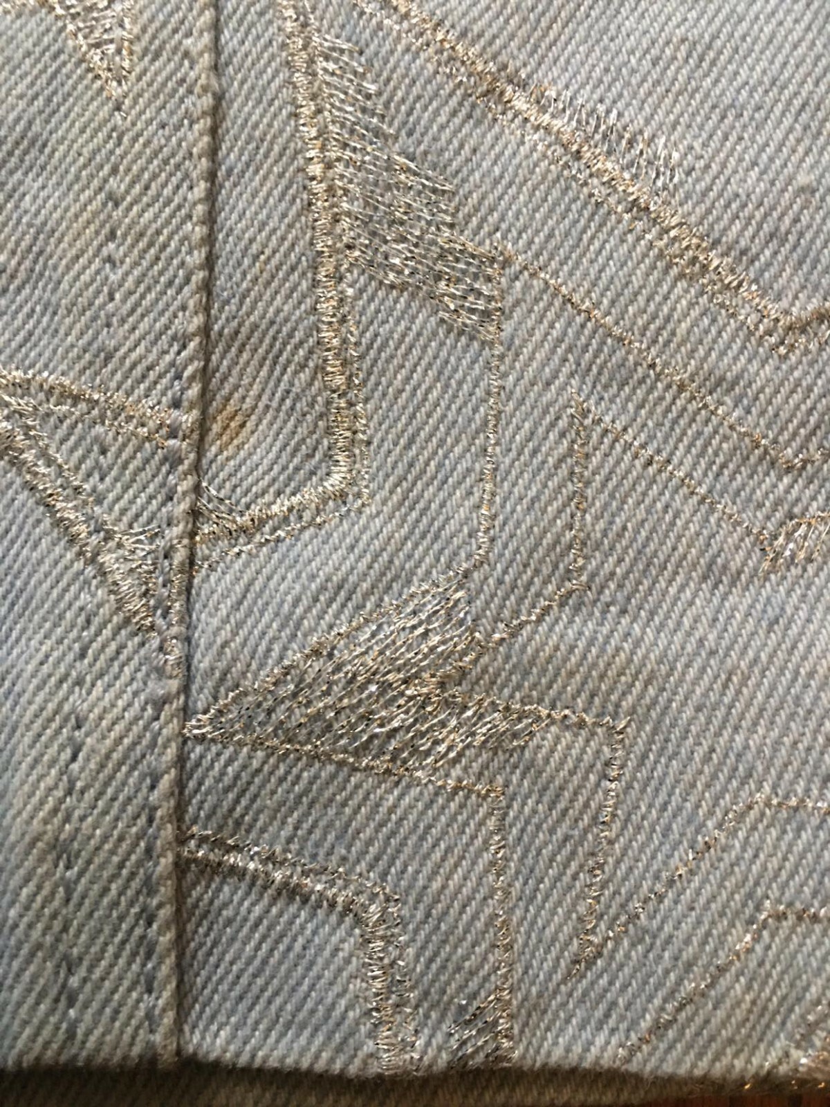 Vintage Embroidered Denim Pencil Skirt. Silver Stars. Western. XS S 0 2