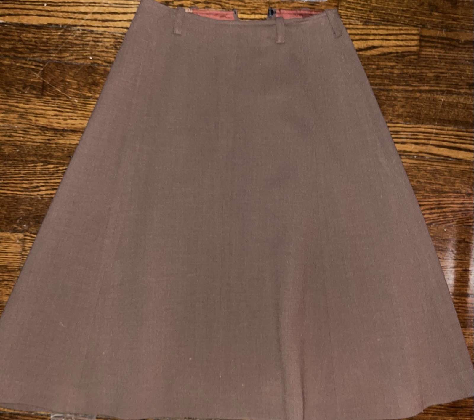 1950s handmd skirt 1950s, Lined, Light Brown, Flared W/ Belt Loops. Blouse 1984