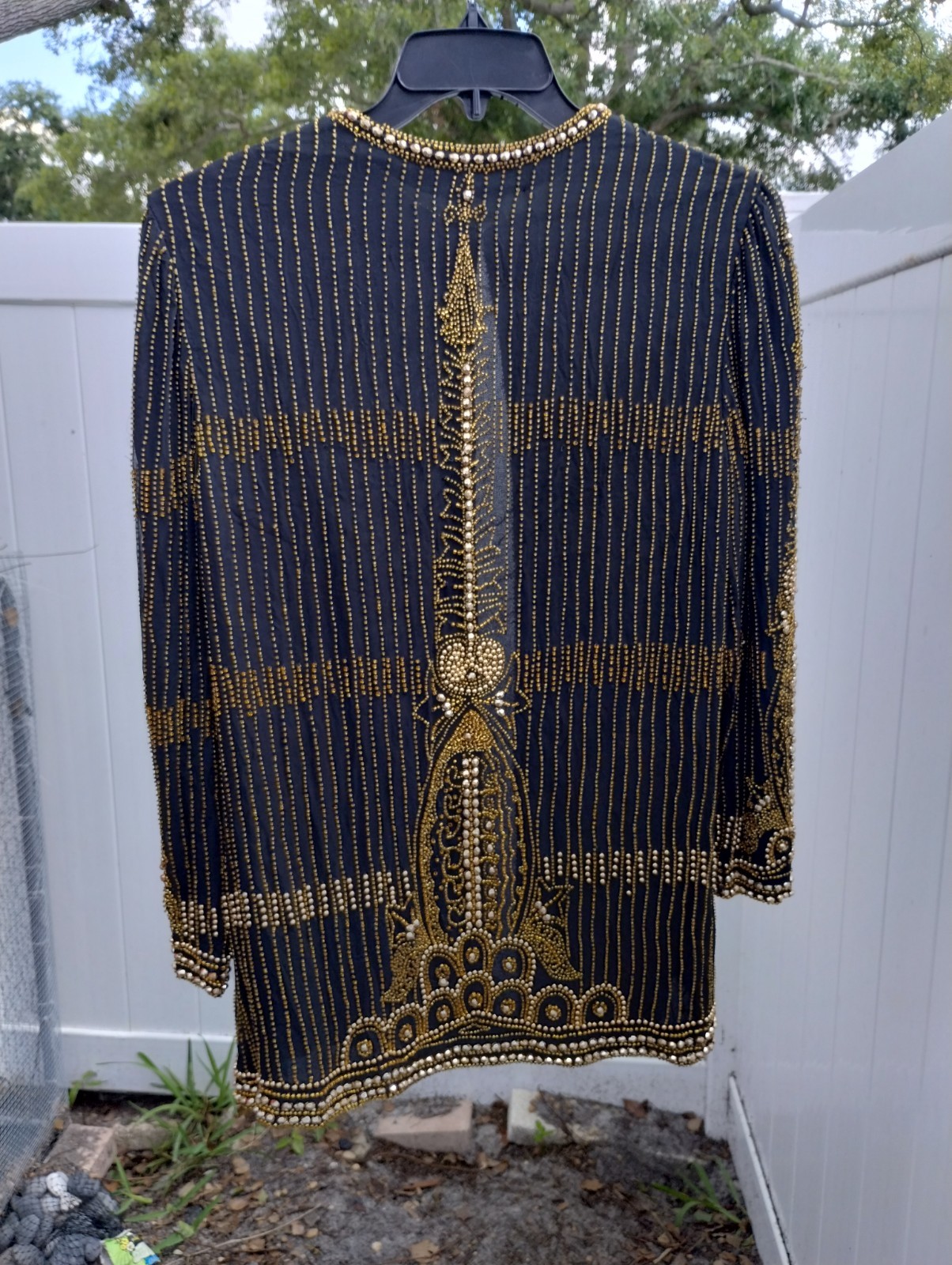 Vtg AJ Bari Beaded Sequin Evening Jacket Art Deco Cocktail Party Top Size L