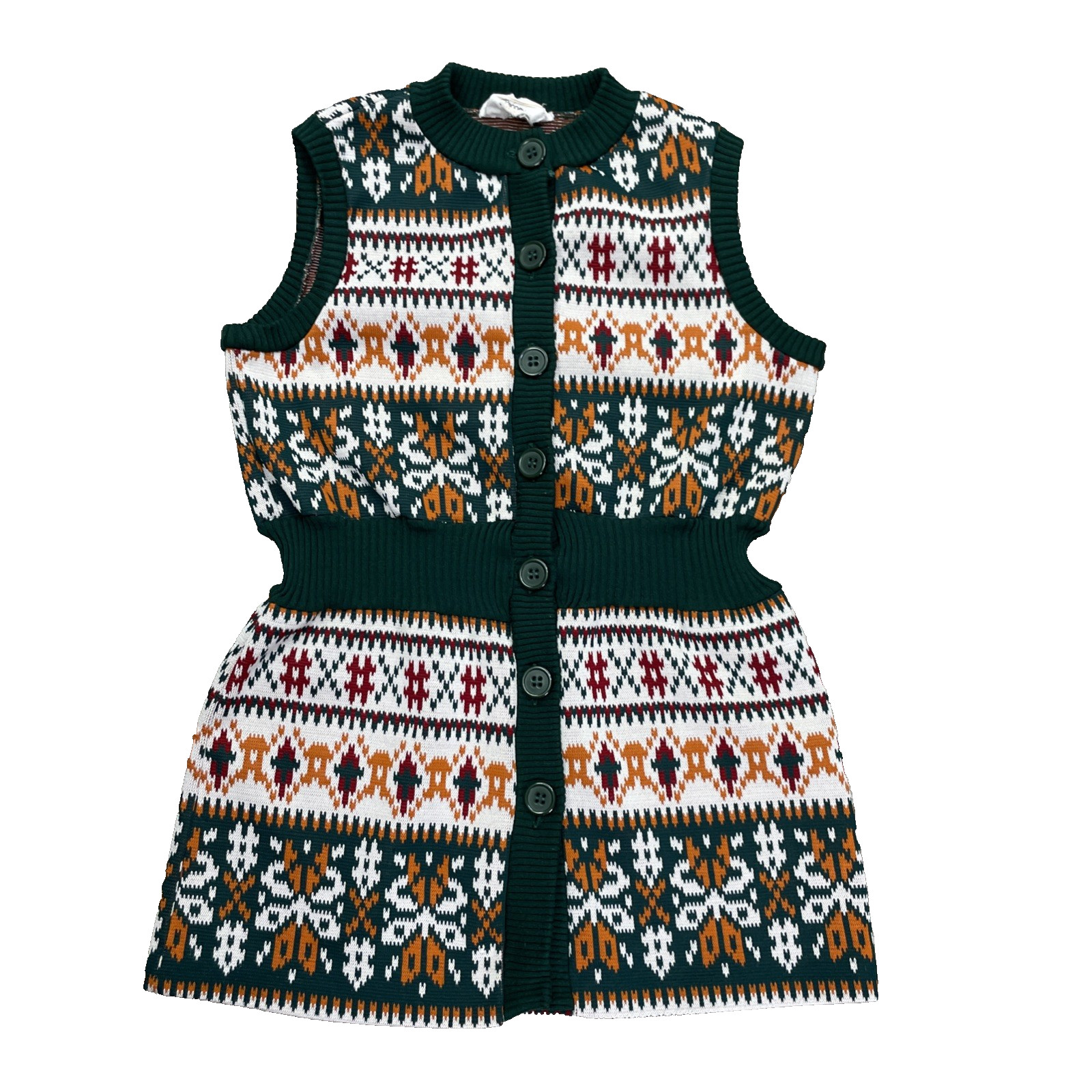 VTG J.C. Penney Acrylic Fair Isle Button Front Tunic Vest Women&rsquo;s Small