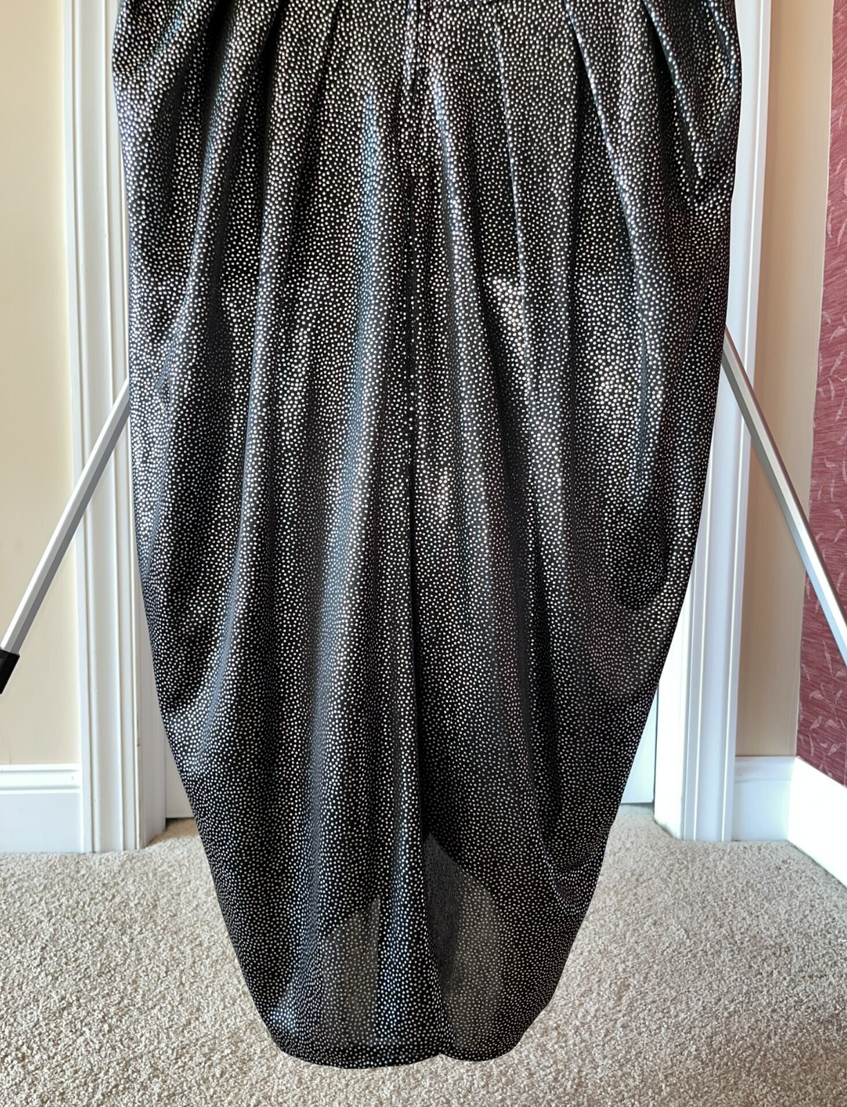 Vintage Tags 1980s Silver Black Flutter Slv Disco Dress 80s Size 20 ½ Curr 14-16