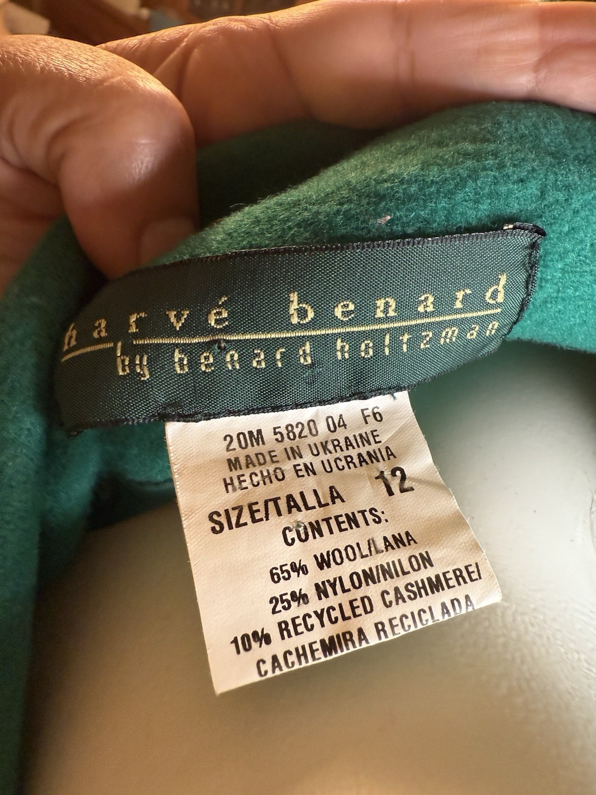 Vintage Harvé Benard Wool Jacket – 12 – Green – Made in Ukraine, Cashmere Blend