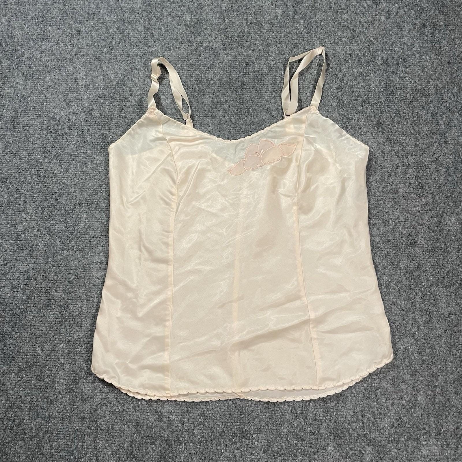 Bali Vintage Lace Blush Pink Chemise Cami Size 34 Made In USA Mad Men Modest