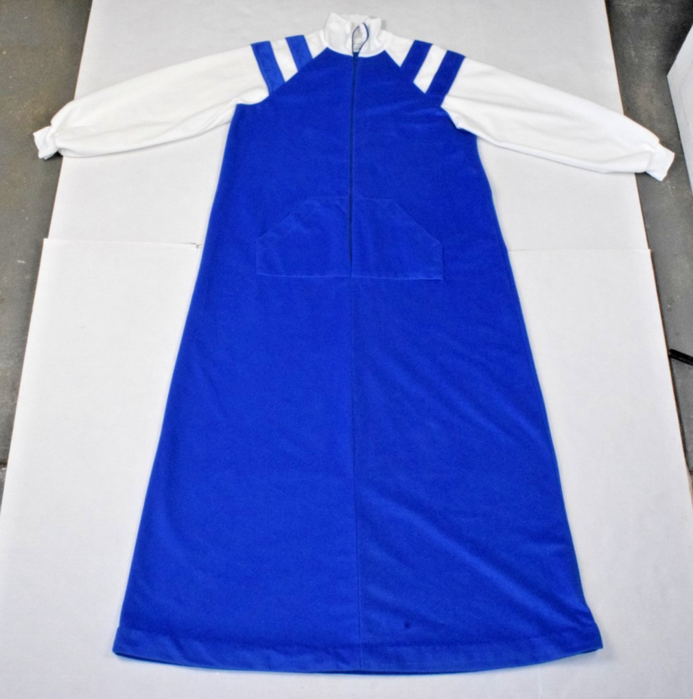 Vintage JCPenney Misses Robe Size M 70s Blue Raglan Stripe Sleeve Half Zip