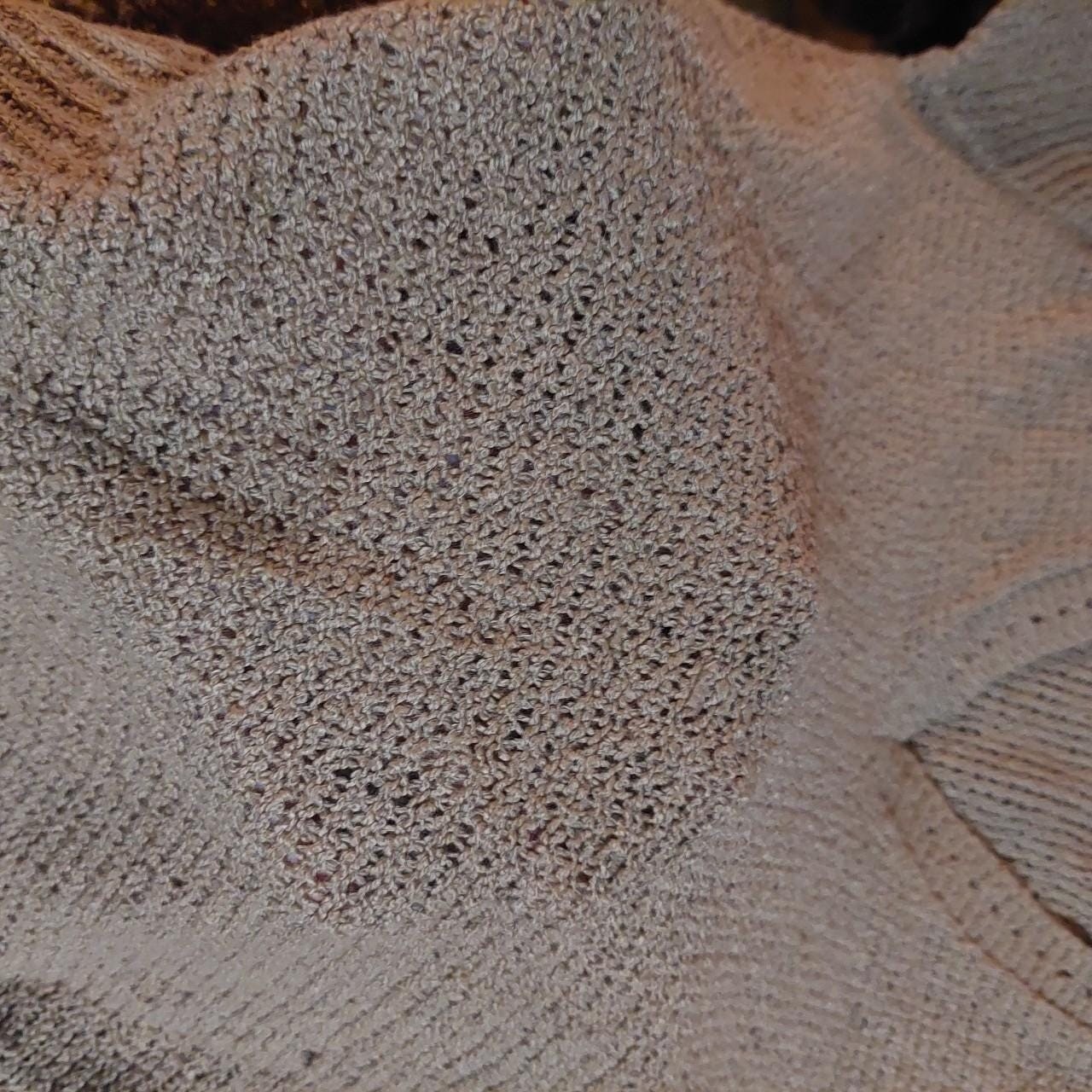 Vintage light brown V-neck short sleeve knit top.