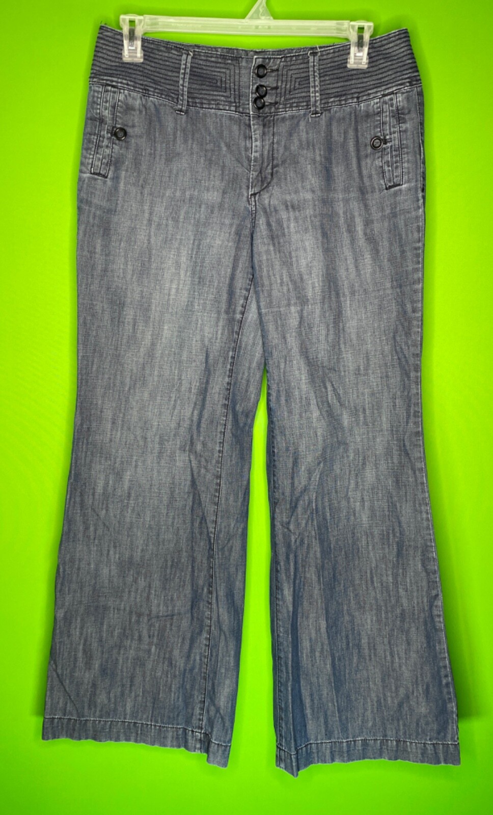 a.n.a 3-Button High Waisted Wide Bottom Denim Trousers Size 12