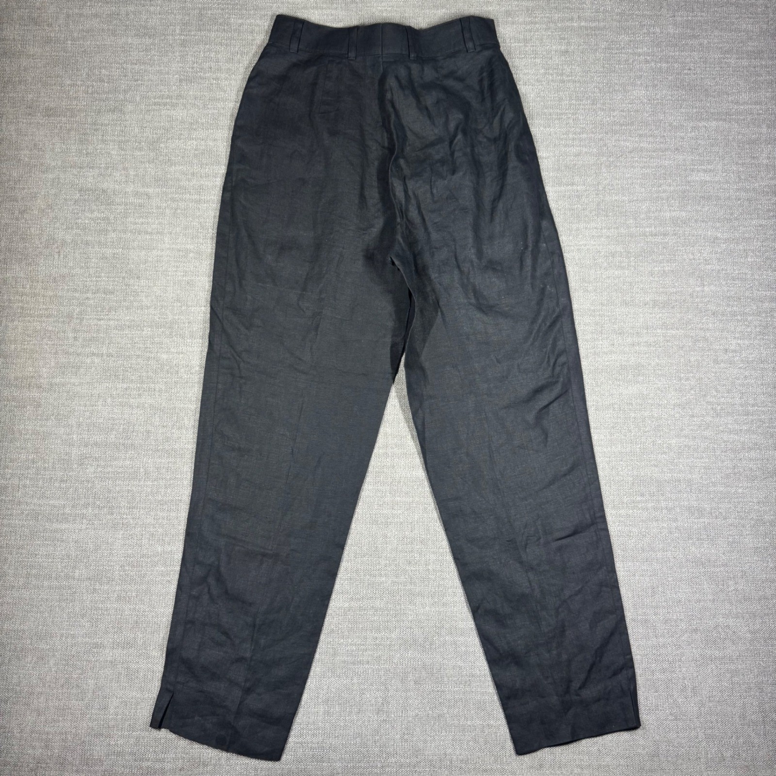 Vintage Escada Margaretha Ley Black Linen Pleated High Waist Trousers Pants 36
