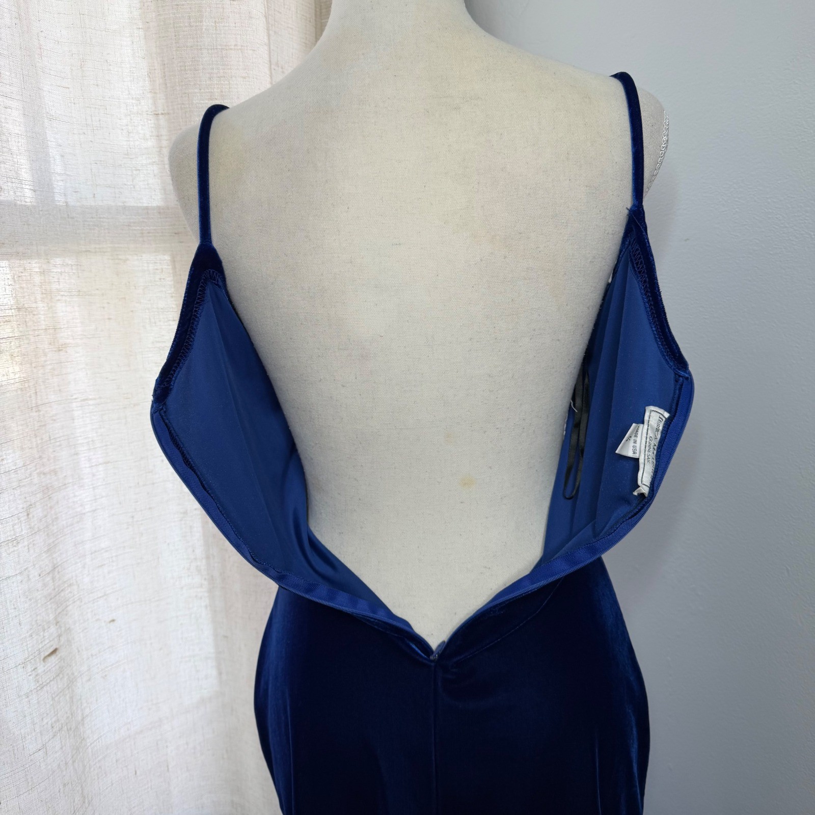 Y2K Vintage Jessica McClintock Gunne Sax Velvet Sequin Mini Dress Blue Women 5/6
