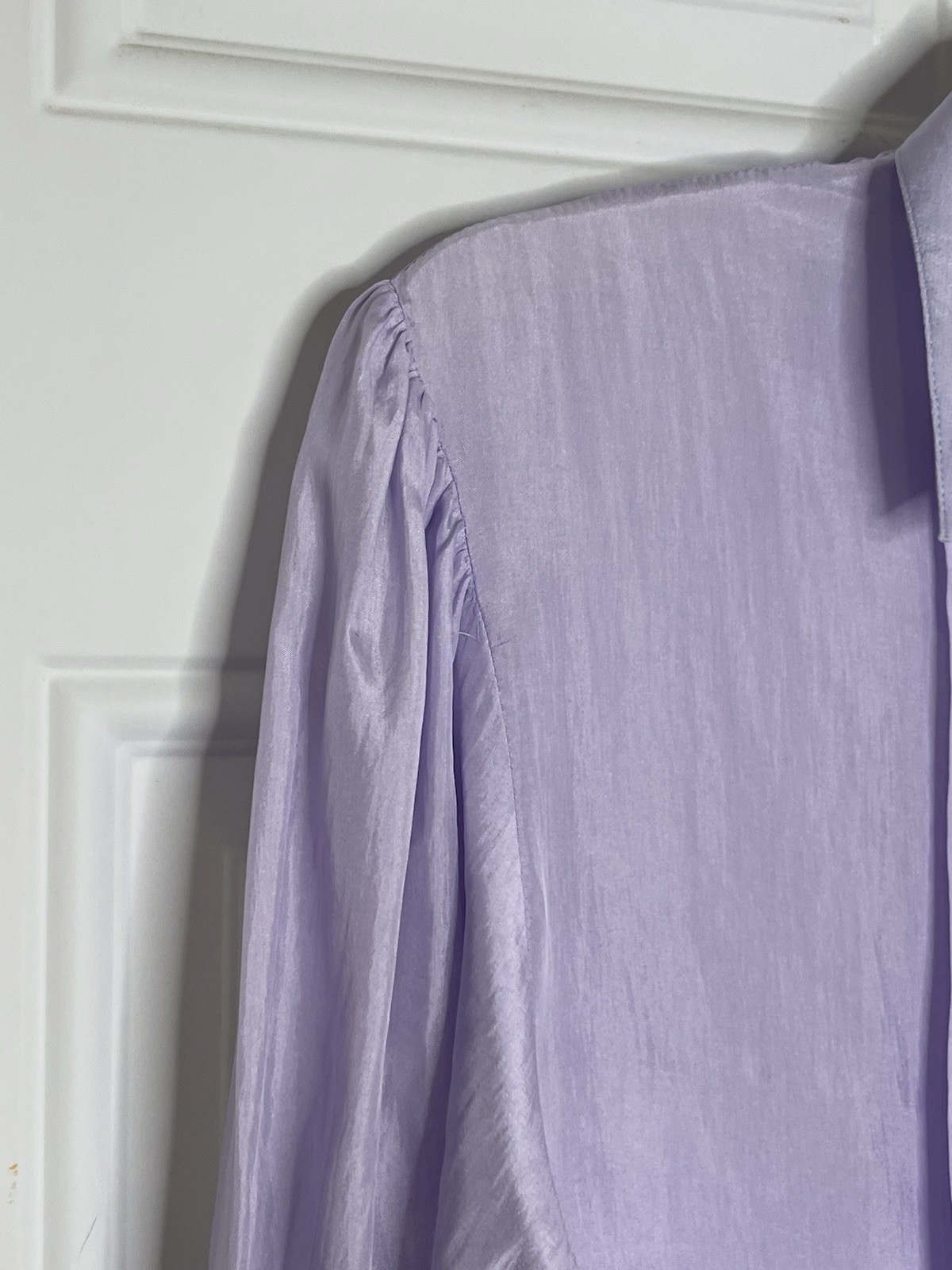 Vintage Lee Mar 100% Silk Blouse Medium Purple Lavendar Button Front Cottagecore