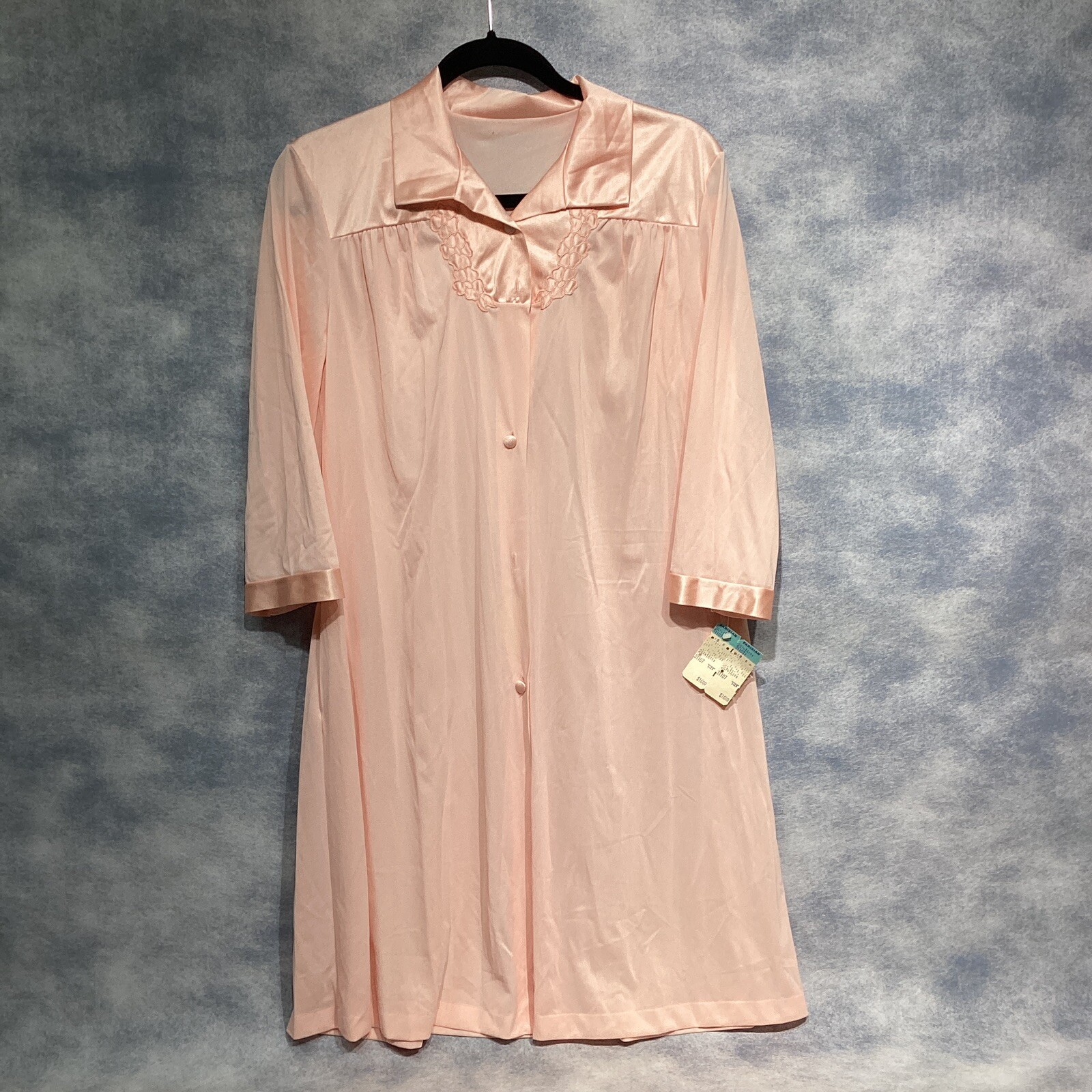 1970 VTG Vanity Fair Robe Housecoat Nylon USA Peach Pink Size 36 Bust NEW w/TAGS