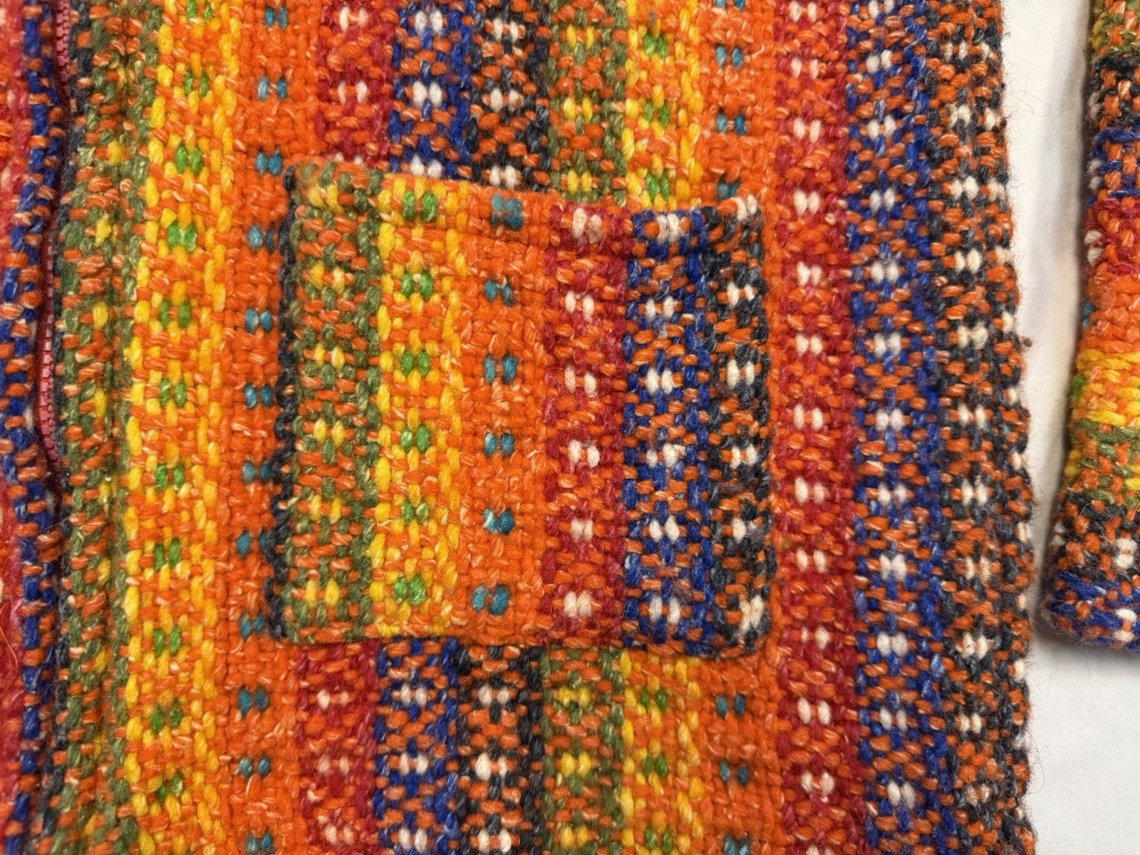 Ecuador Hand Knitted Full Zip Sweater Cardigan Handmade Rainbow Women’s SM / MED
