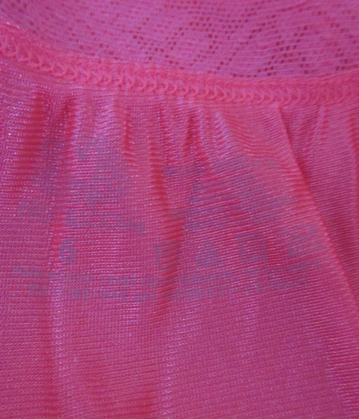 vintage FRUIT of the LOOM ROSE PINK lace waist HI LEG SISSY sheer panties 6/M