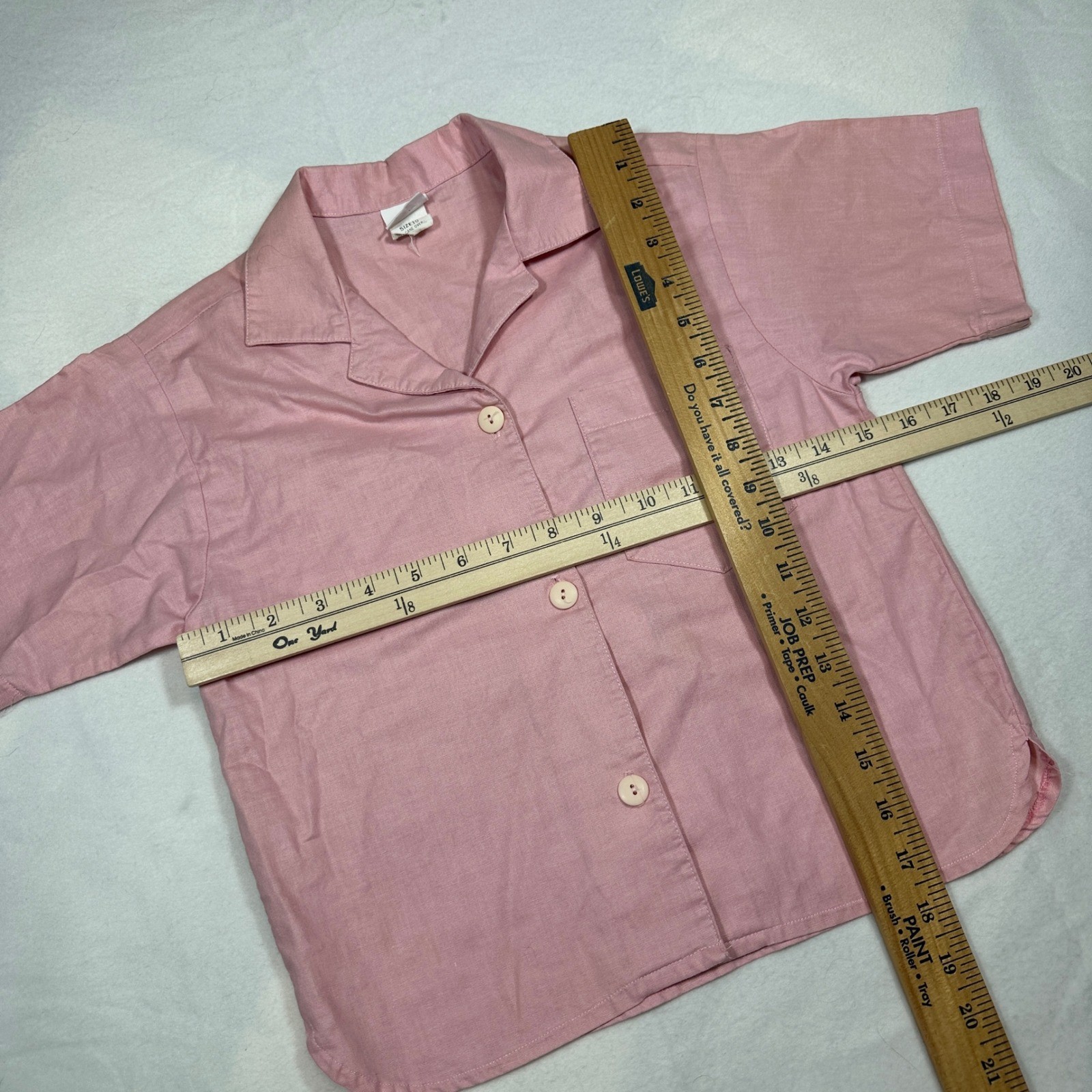 Vintage Sasson Pink Short Sleeve Button Down Shirt Camp Collar Size 10 80024