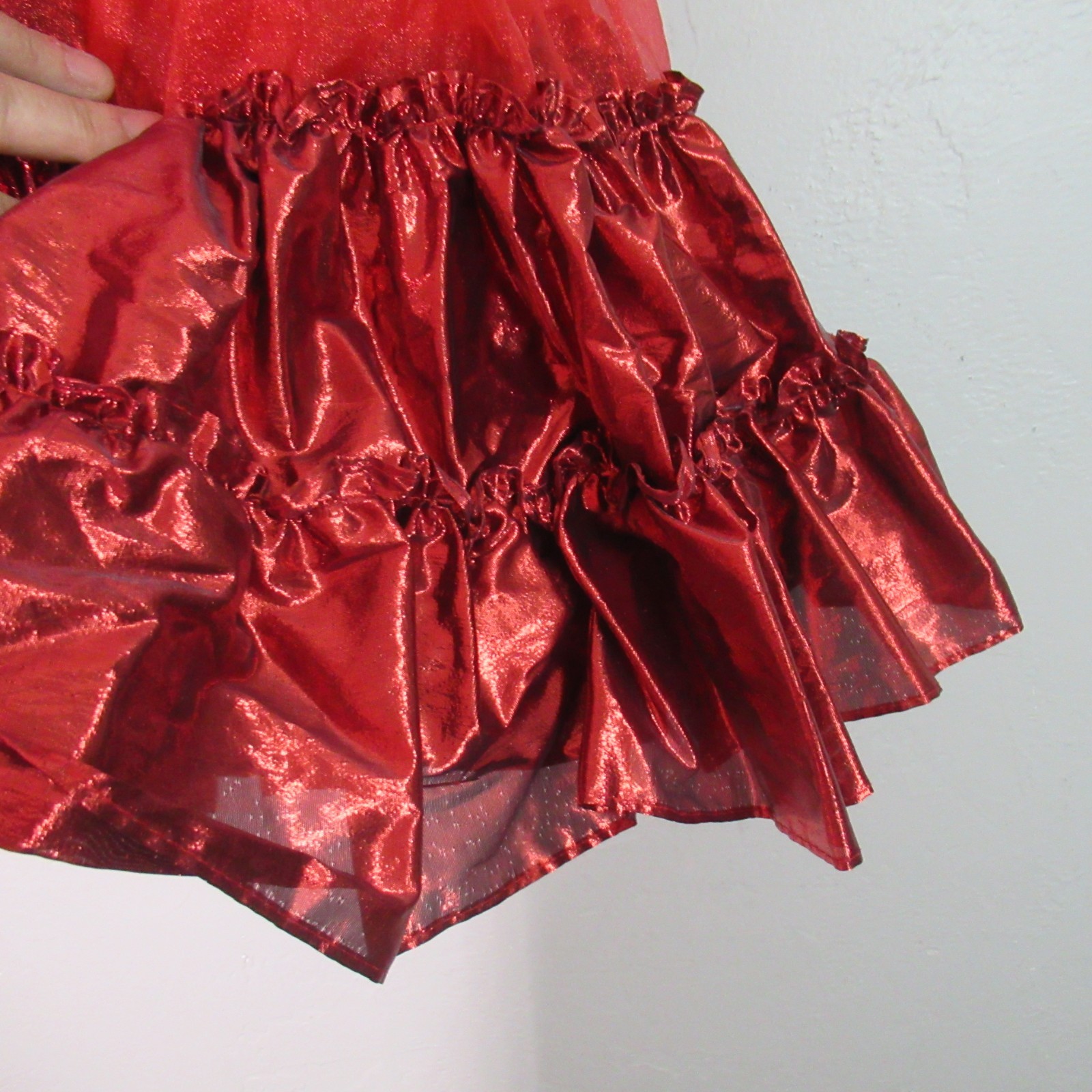 Square Dance Apparel Petticoat M Metallic Red 5 Tier 2 Layer Ruffles