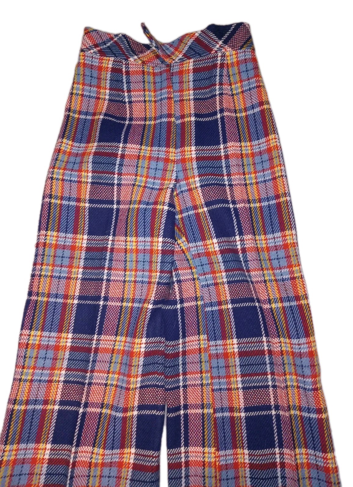 Vintage Bobbie Brooks Bell Bottom Flare Pants Plaid 6 XS 26 X 28.5 Retro Hippie