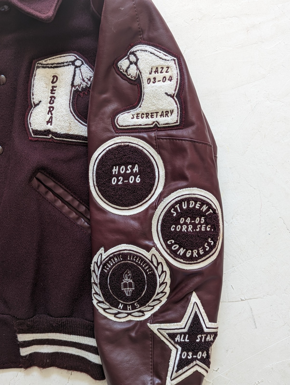 DeLONG Planoettes PSHS Varsity Jacket Maroon Wool Small Plano Senior High School