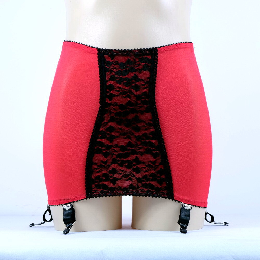 Luxallacki Open Bottom Girdles Lace Panel 6 Straps Garter Belt Underwear