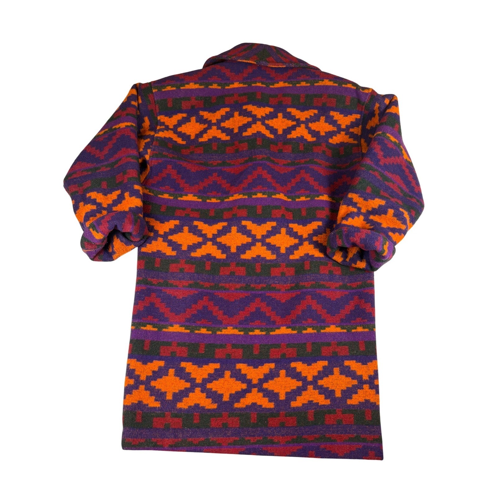 Braetan Vtg Southwestern Geometric Wool Blend Coat Purple Orange Toggle Sz Med