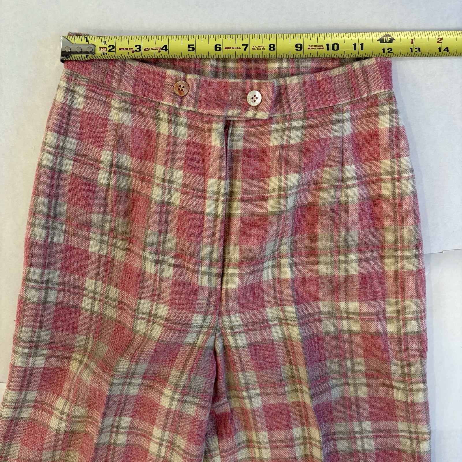 Plaid Suit Jacket Pants Pink WOOL Sz 10 and Sz 8 Vintage Retro 70&rsquo;s The Villager