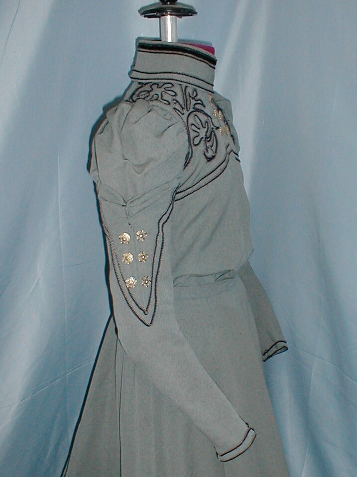 Antique Dress Seafoam Green Wool 1890&rsquo;s Victorian Braided Trims