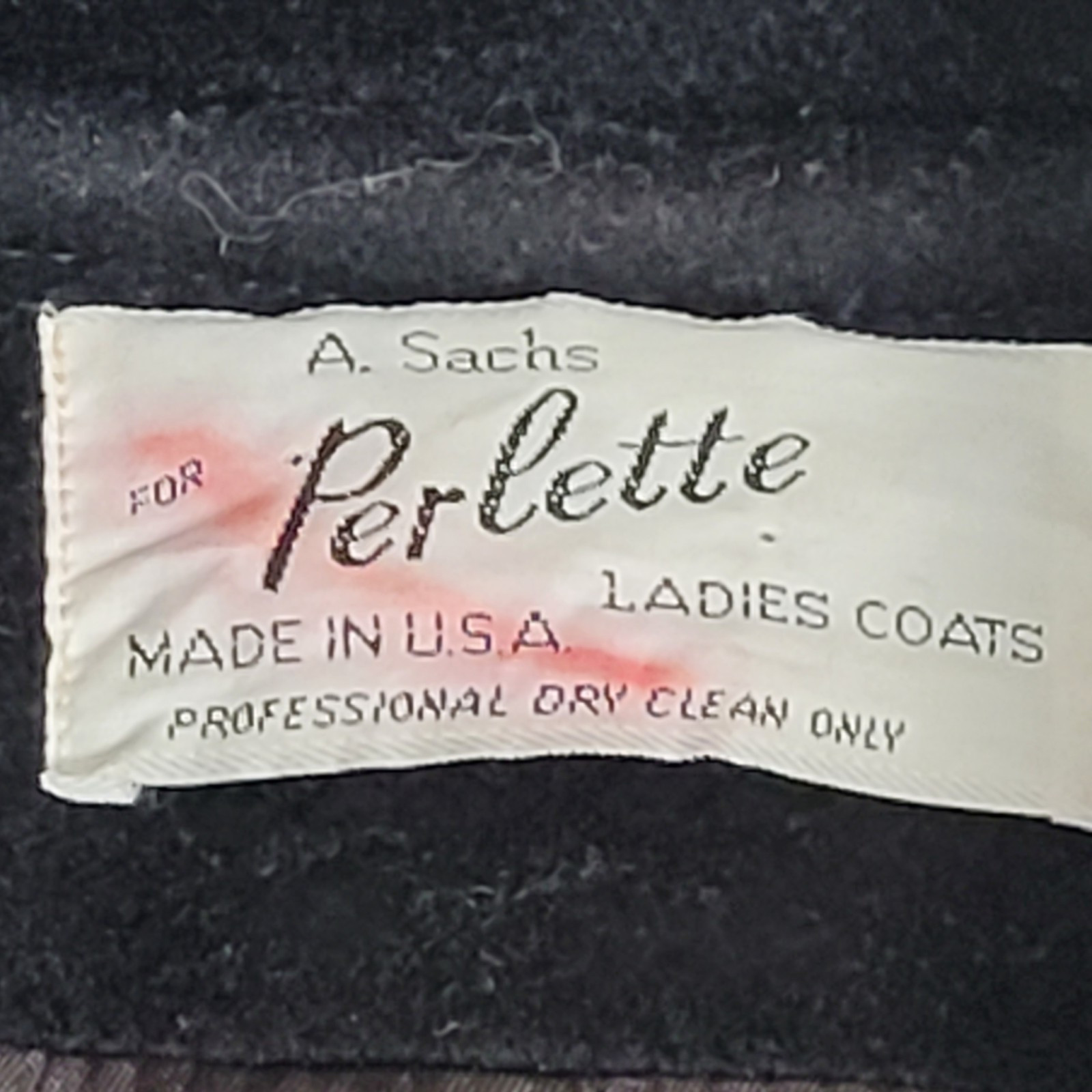 VTG A. Sachs Perlette Wool Overcoat Womens Shawl Collar L/XL Wool Black 80-90&rsquo;s