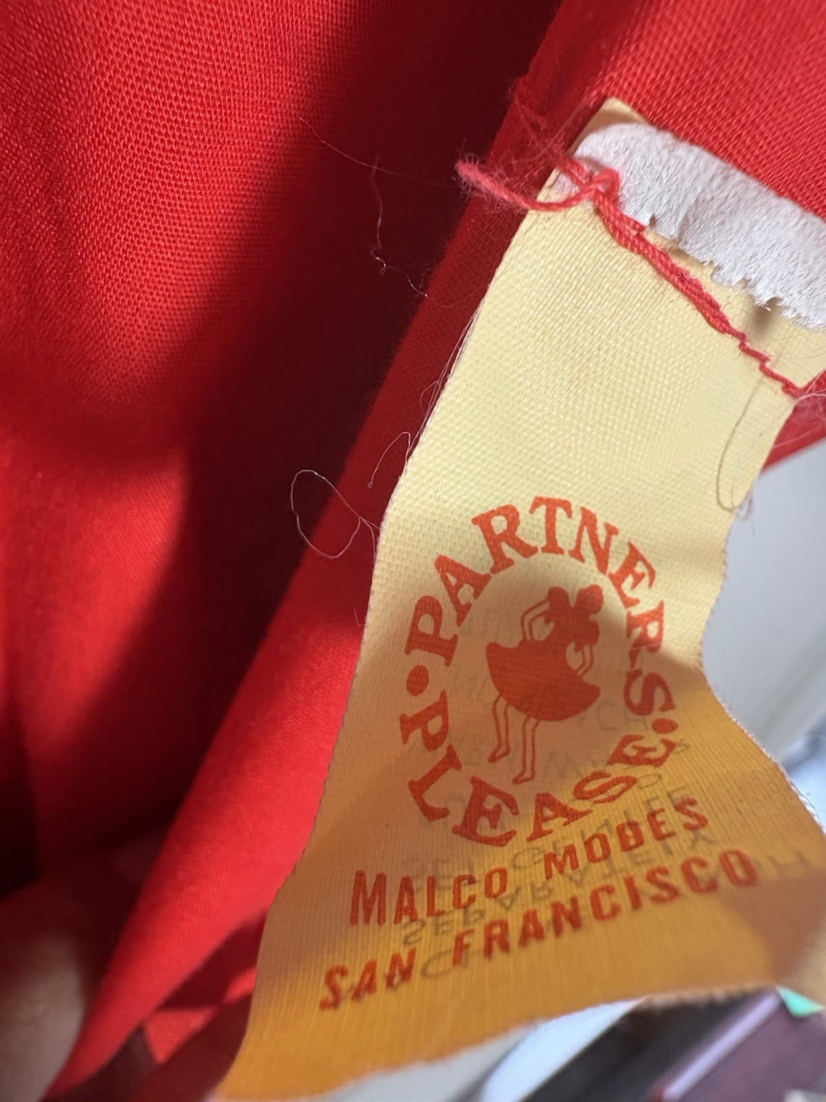 Vintage 70s Party Pleasers Malco Modes Red Prairie Square Dance Apron Dress Sz M